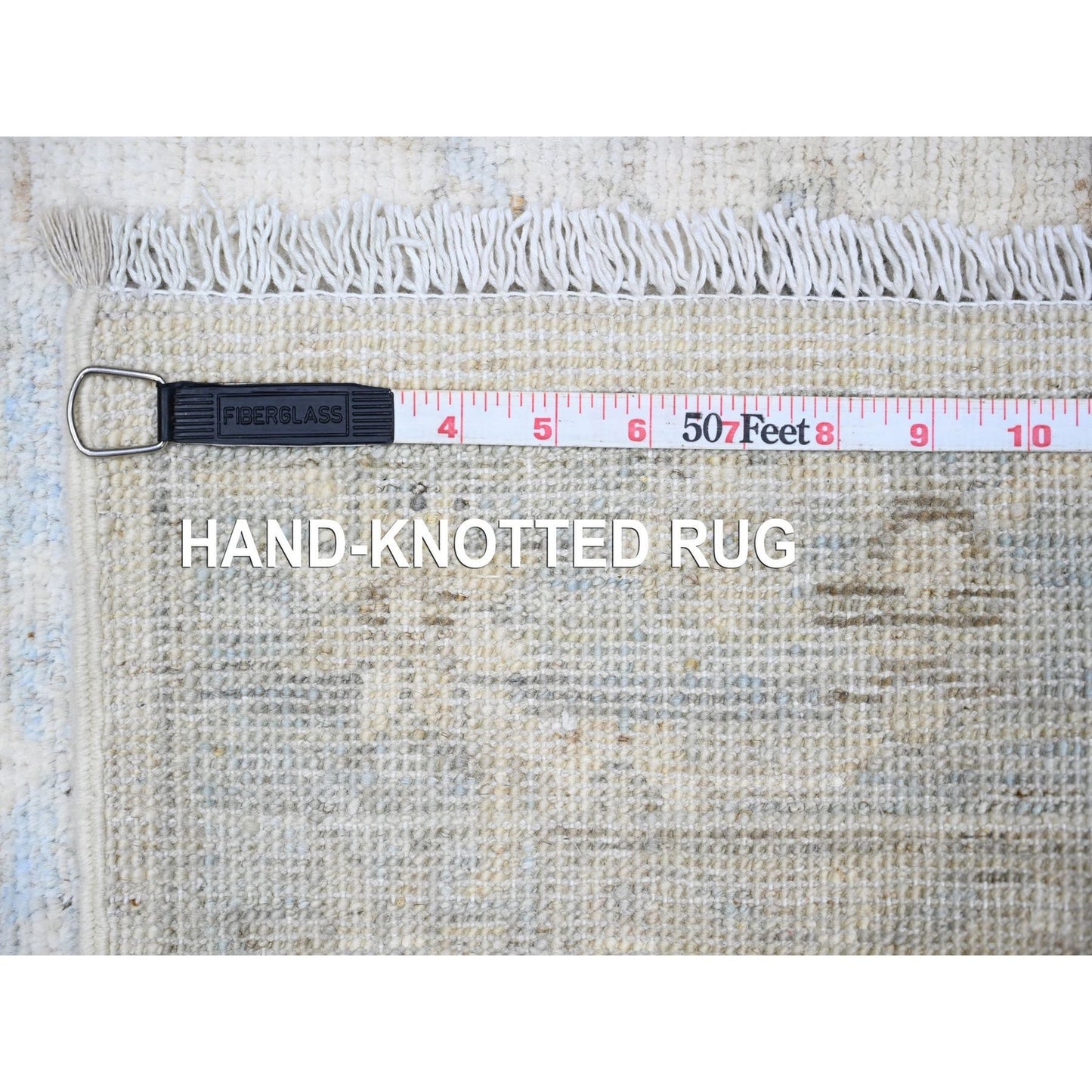 2'7"X9'5" White Hand Knotted Soft Wool White Wash Peshawar Runner Rug