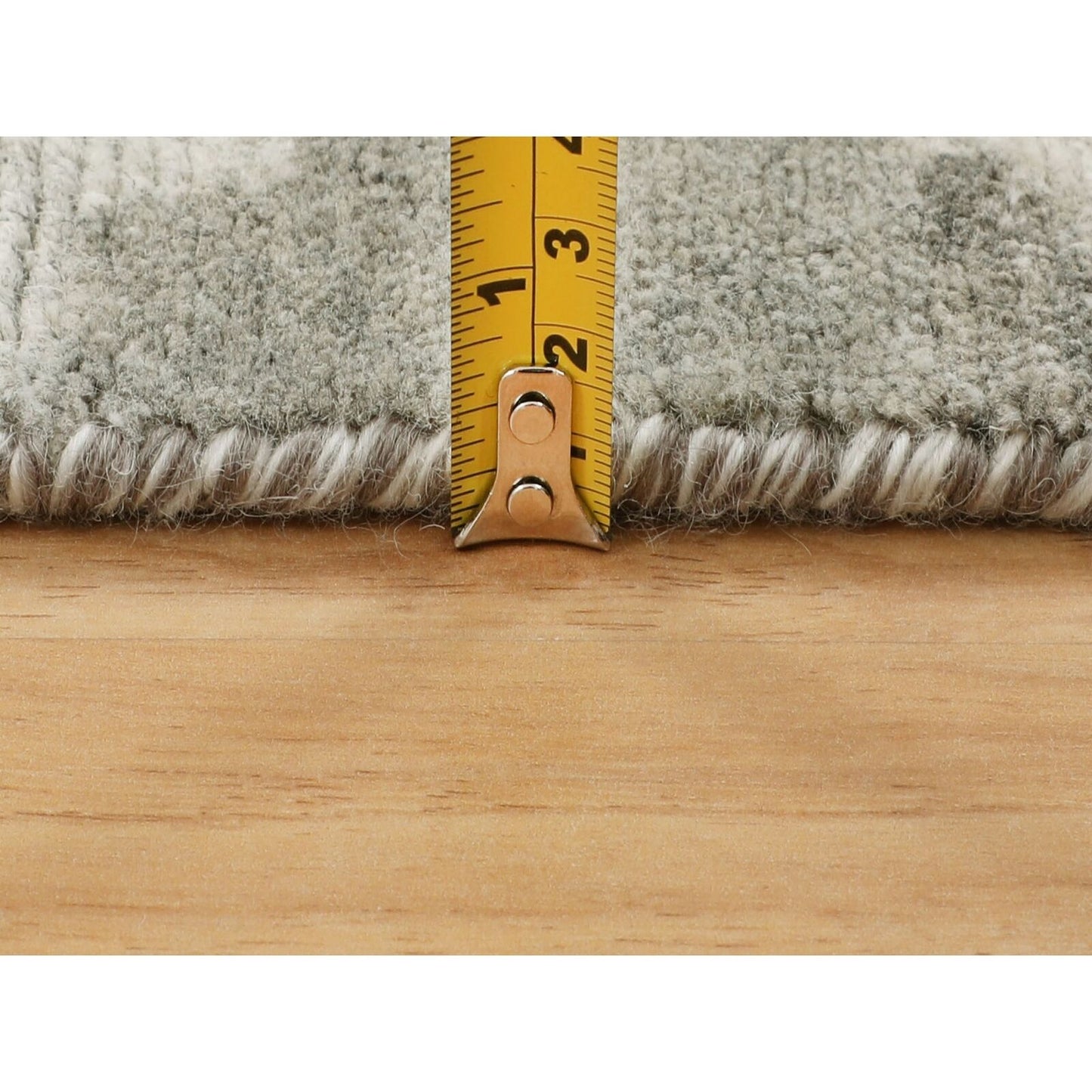 2'6"X8' Hand Spun Undyed Natural Wool Modern Hand Knotted Runner Rug