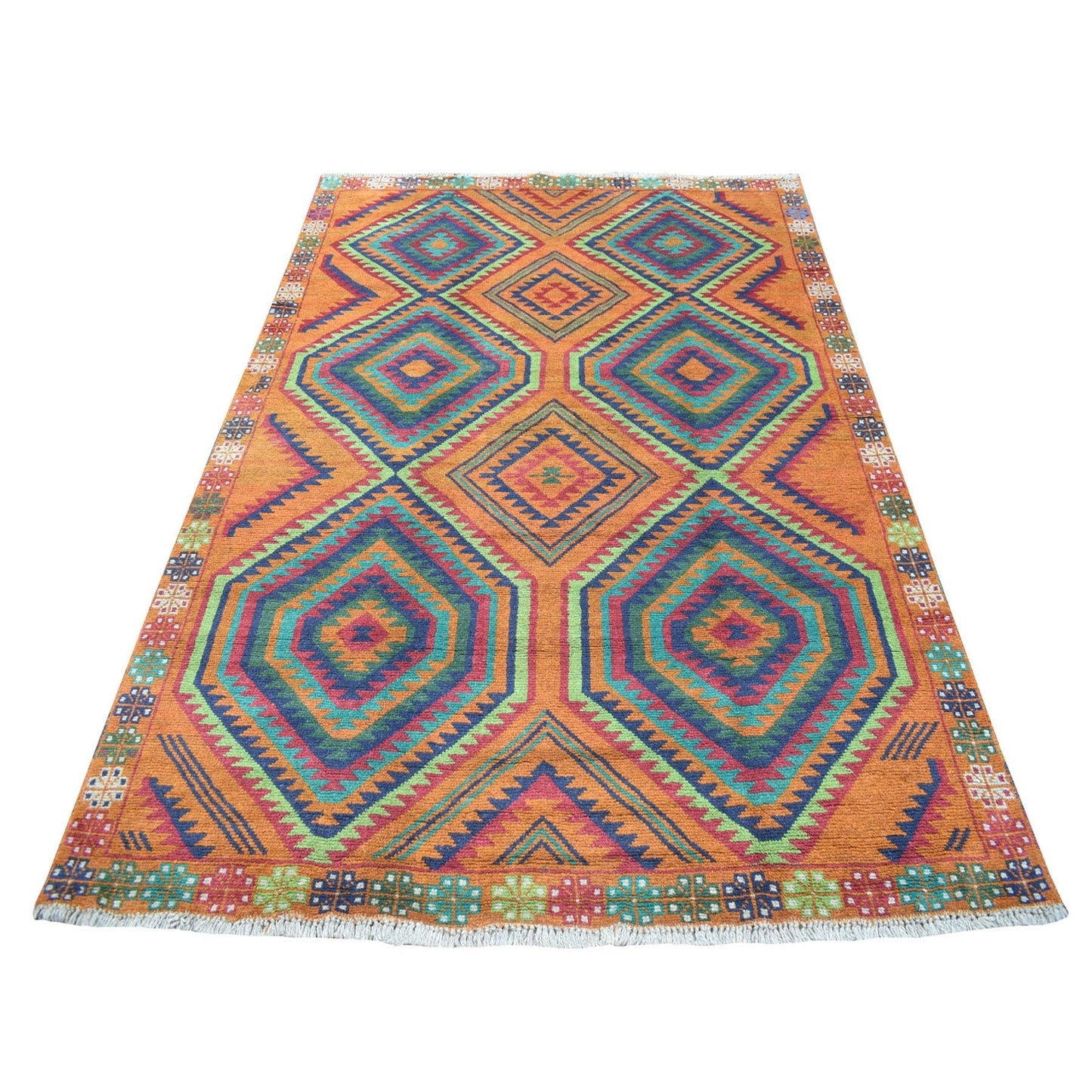 5'8"X7'10" Hand Made Geometric Design Wool Colorful Afghan Tribal Rug