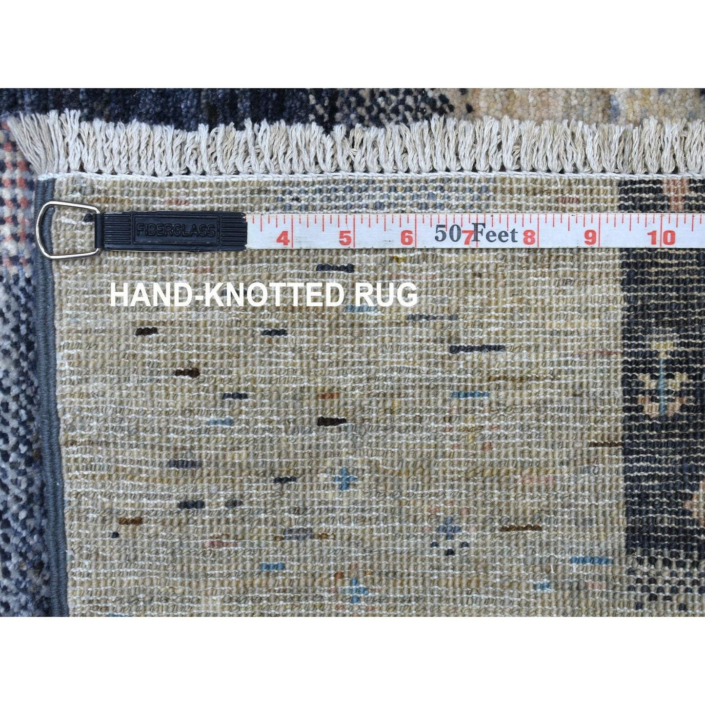 5'10"X9'2" Gray Beige And Blue Kashkuli Gabbeh Hand Knotted Wool Rug