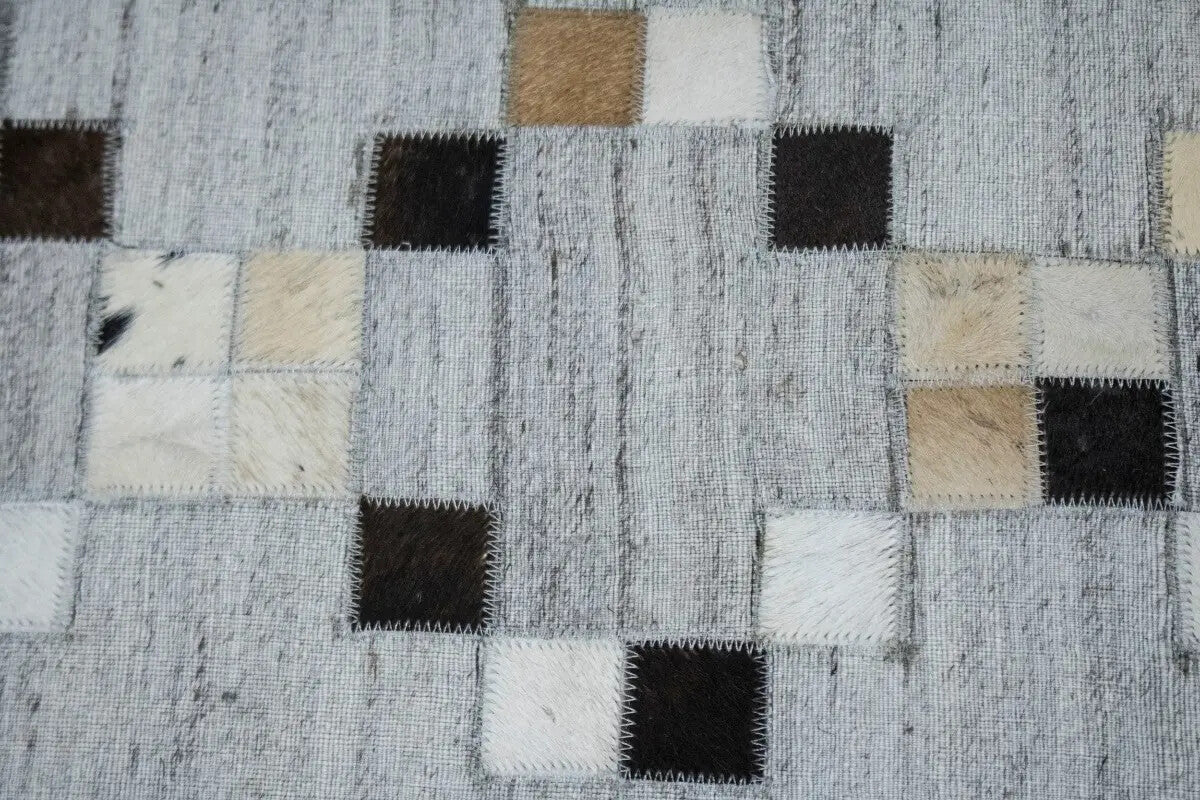 Handcrafted Cowhide Patchwork Rug New