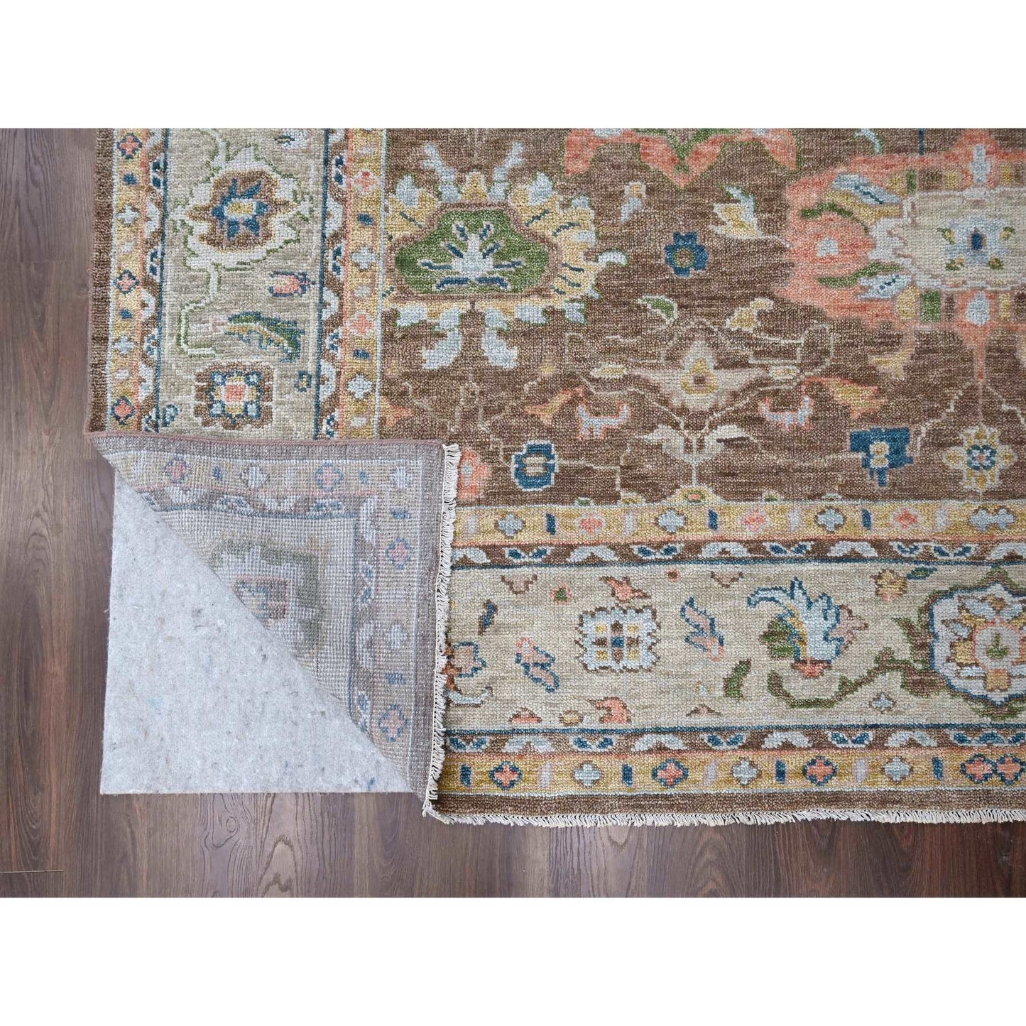 12'X17'9"Brown Oushak Design Hand Knotted Wool Oversize Oriental Rug
