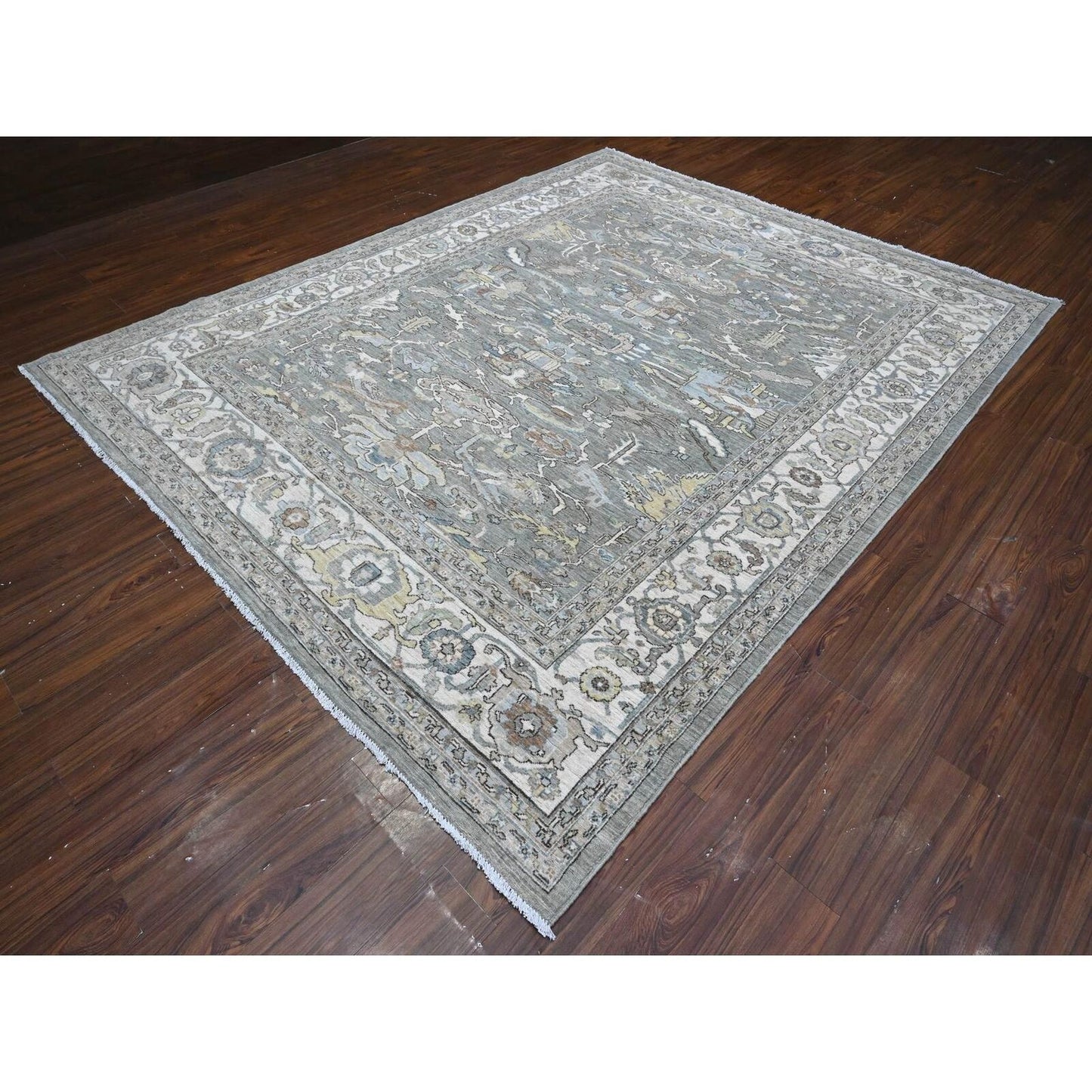 8'3"X10'5" Ultimate Gray Fine Aryana Peshawar Heris Oriental Rug