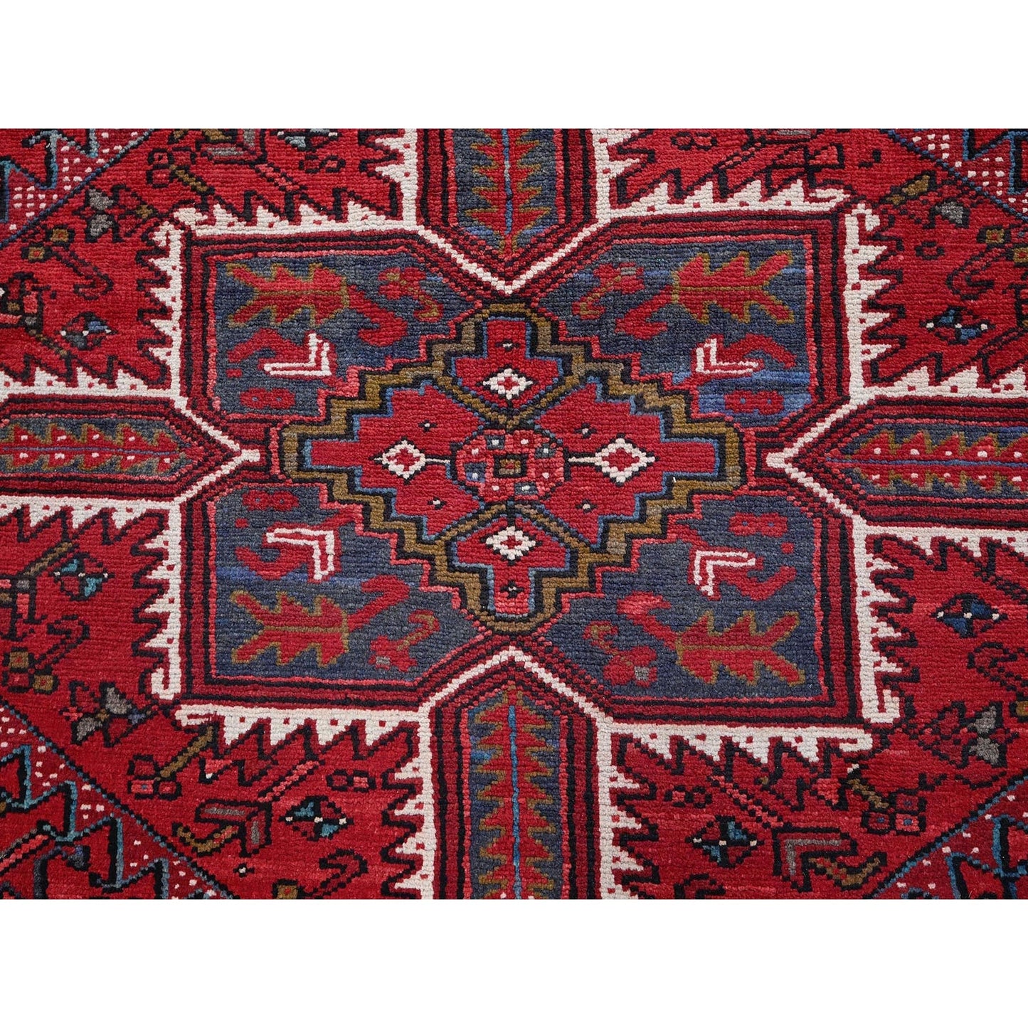 9'7"X12'2" Red Vintage Zoroastrian Heris 100% Wool Hand Knotted Clean Rug