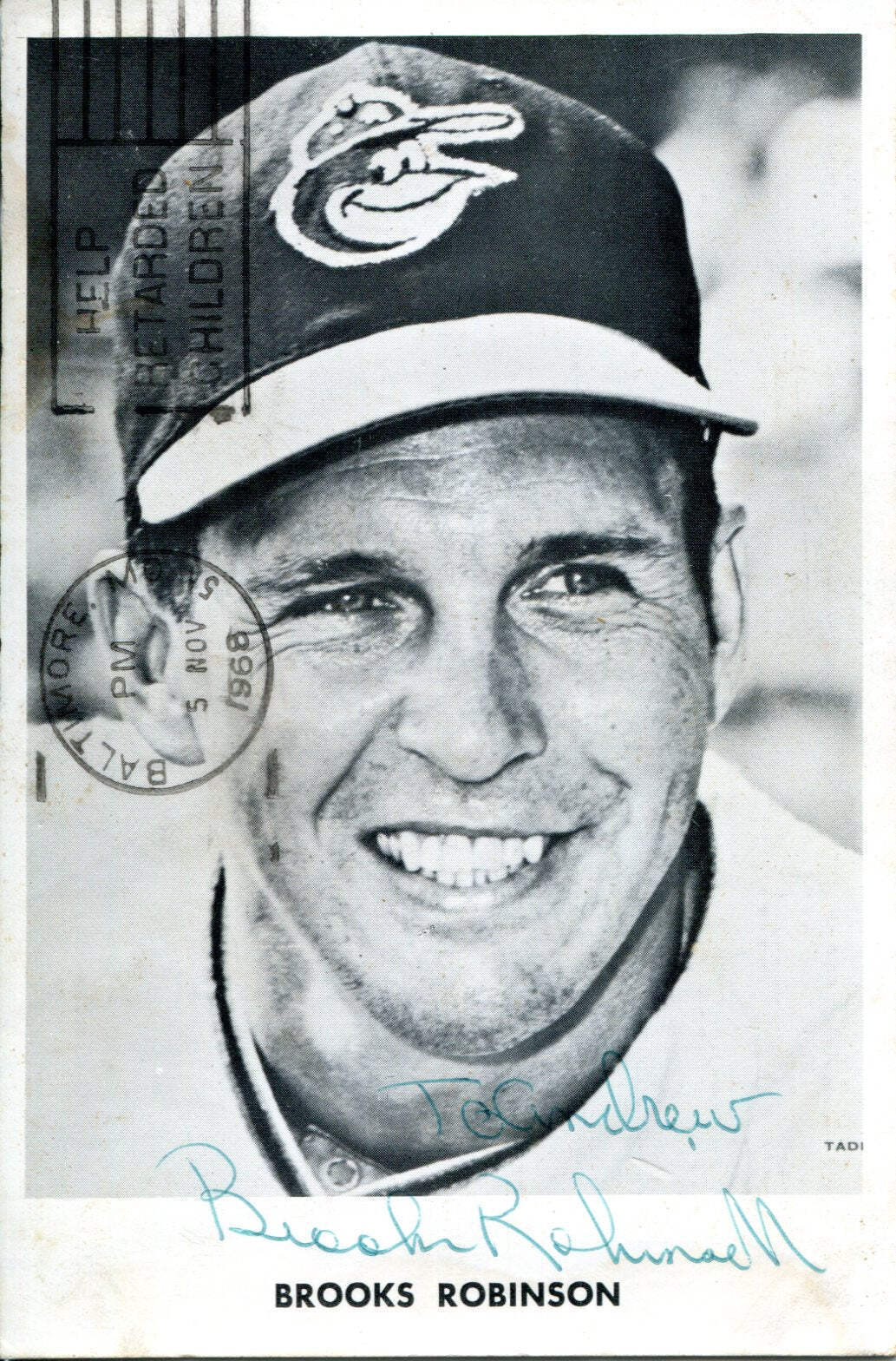 Brooks Robinson Autographed 3X5 Postcard (Jsa)