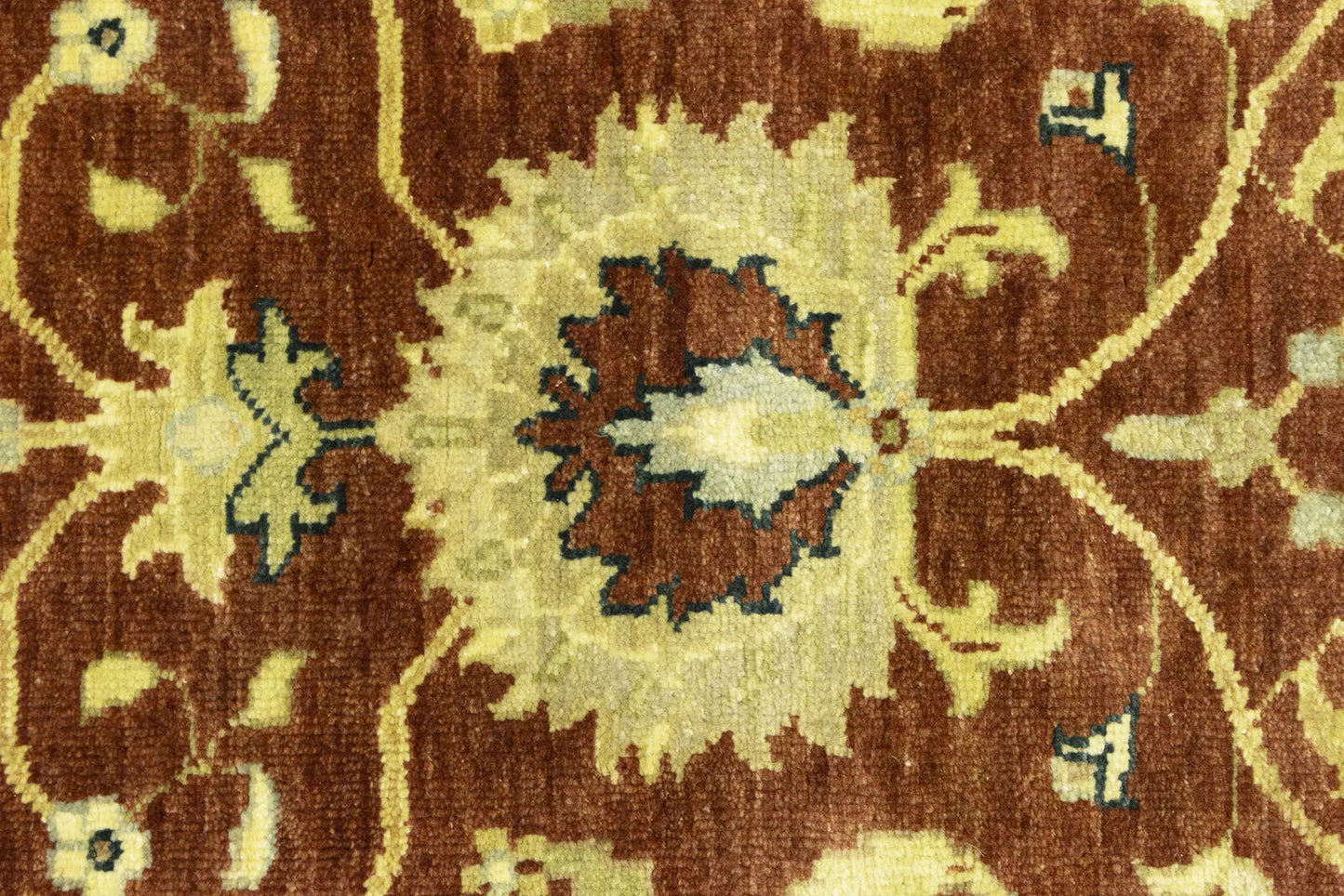 Rust Oushak Chobi Hand-Knotted Wool Rug Floral