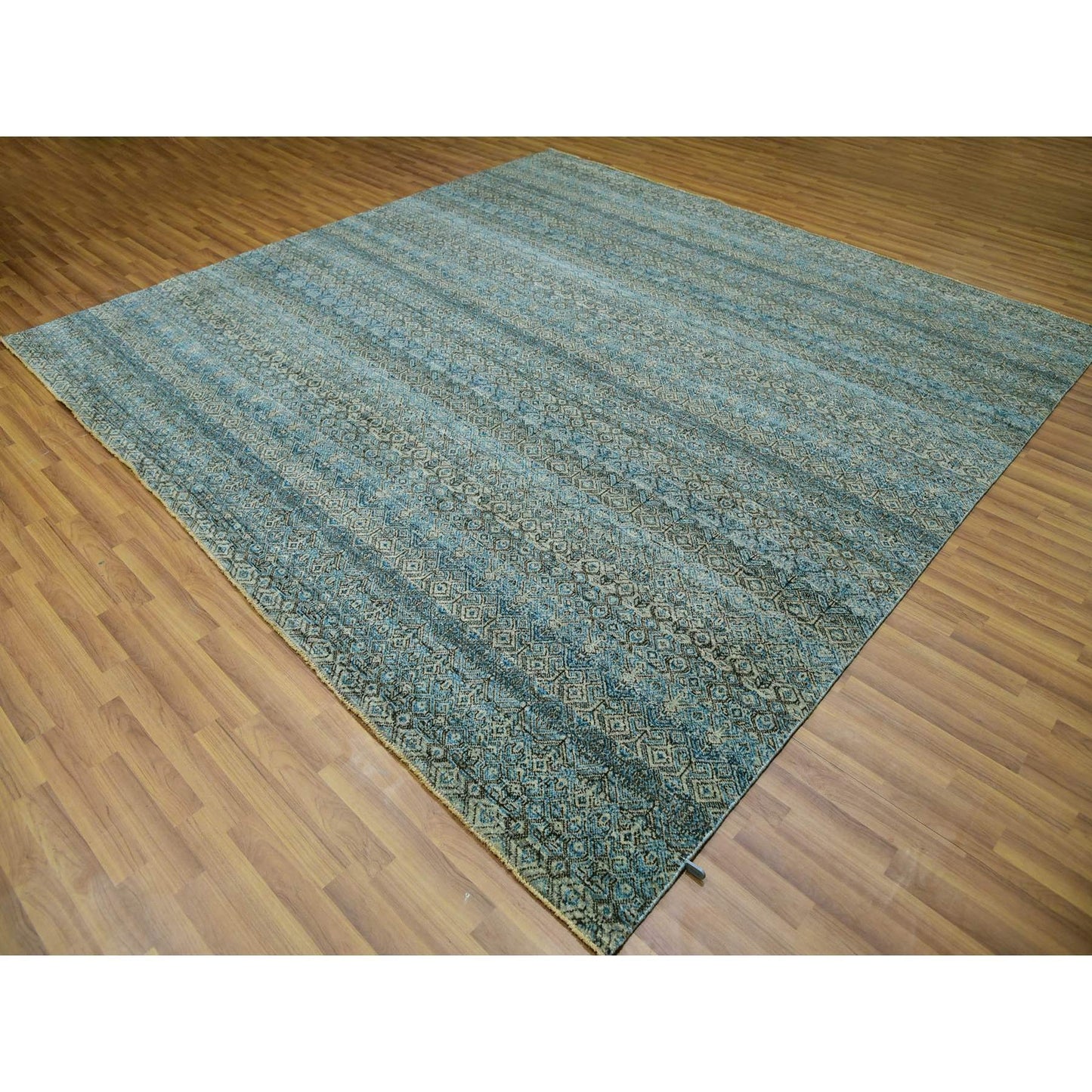 10'X10' Blue Kohinoor Herrita Plush Wool Hand Knotted Square Oriental Rug