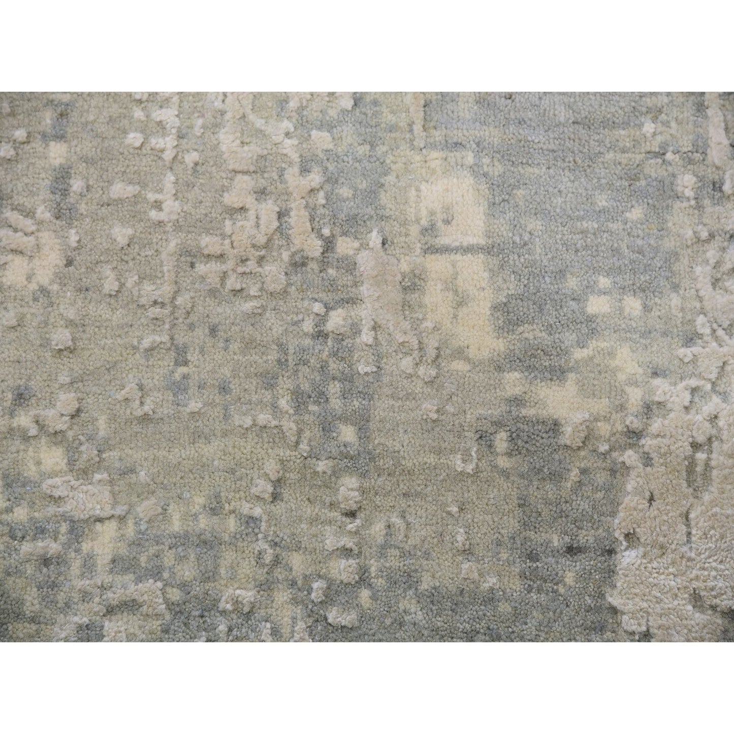 12'X12' Nimbus Gray Modern Abstract Hand Knotted Wool And Silk Round Rug