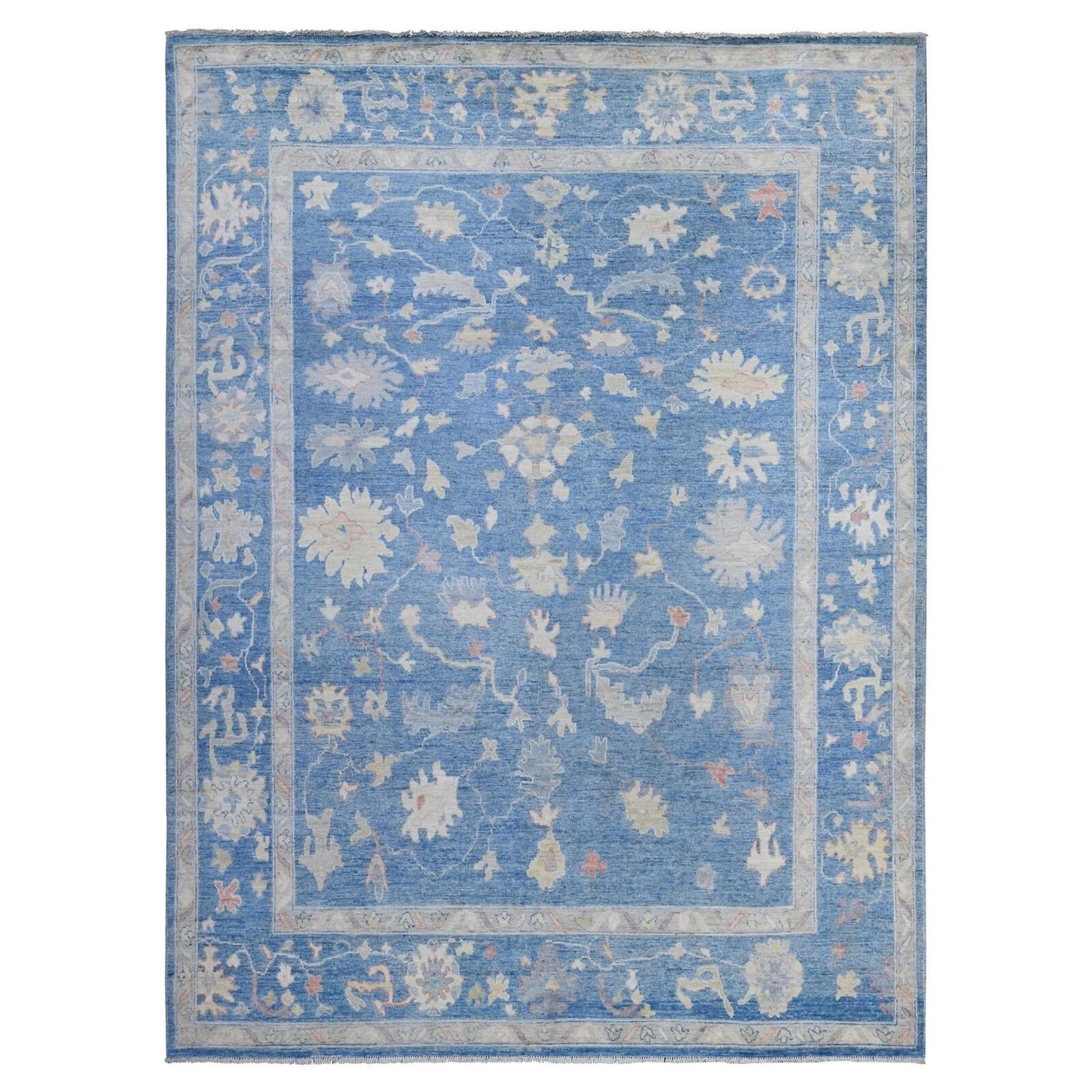 9'X12'2" Denim Blue Afghan Angora Oushak Natural Dyes Oriental Rug