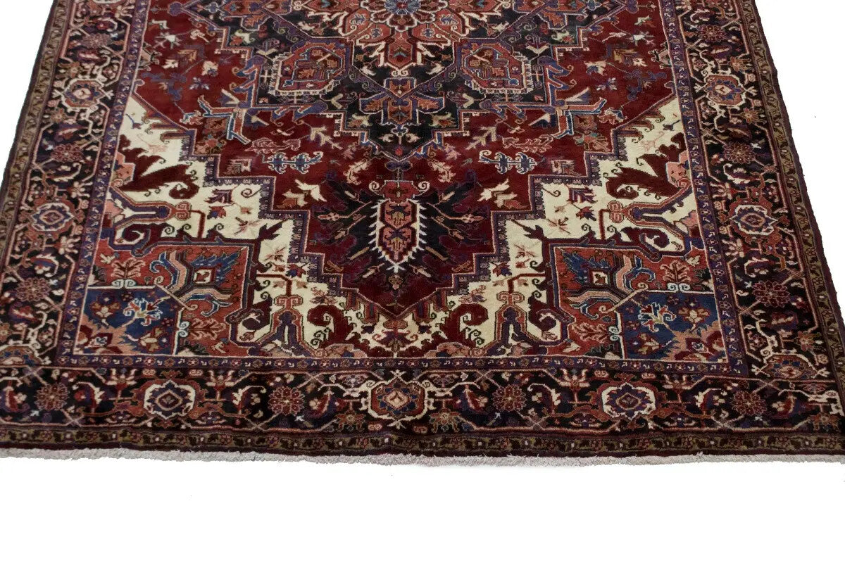 8X11 ft One of a Kind Vintage Geometric Wool Rug