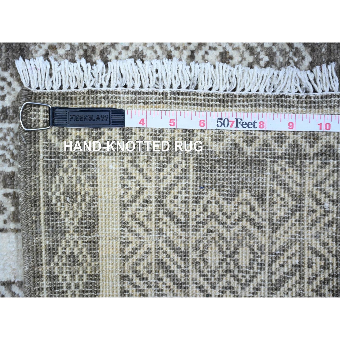 4'X5'9" Taupe Brown Finer Peshawar Wool Hand Knotted Oriental Rug