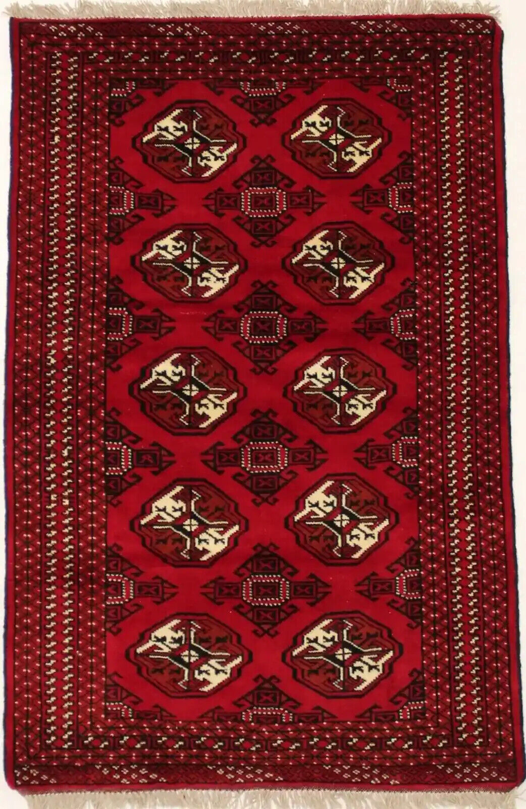 Handmade Wool Oriental Rug Red Tribal Geometric