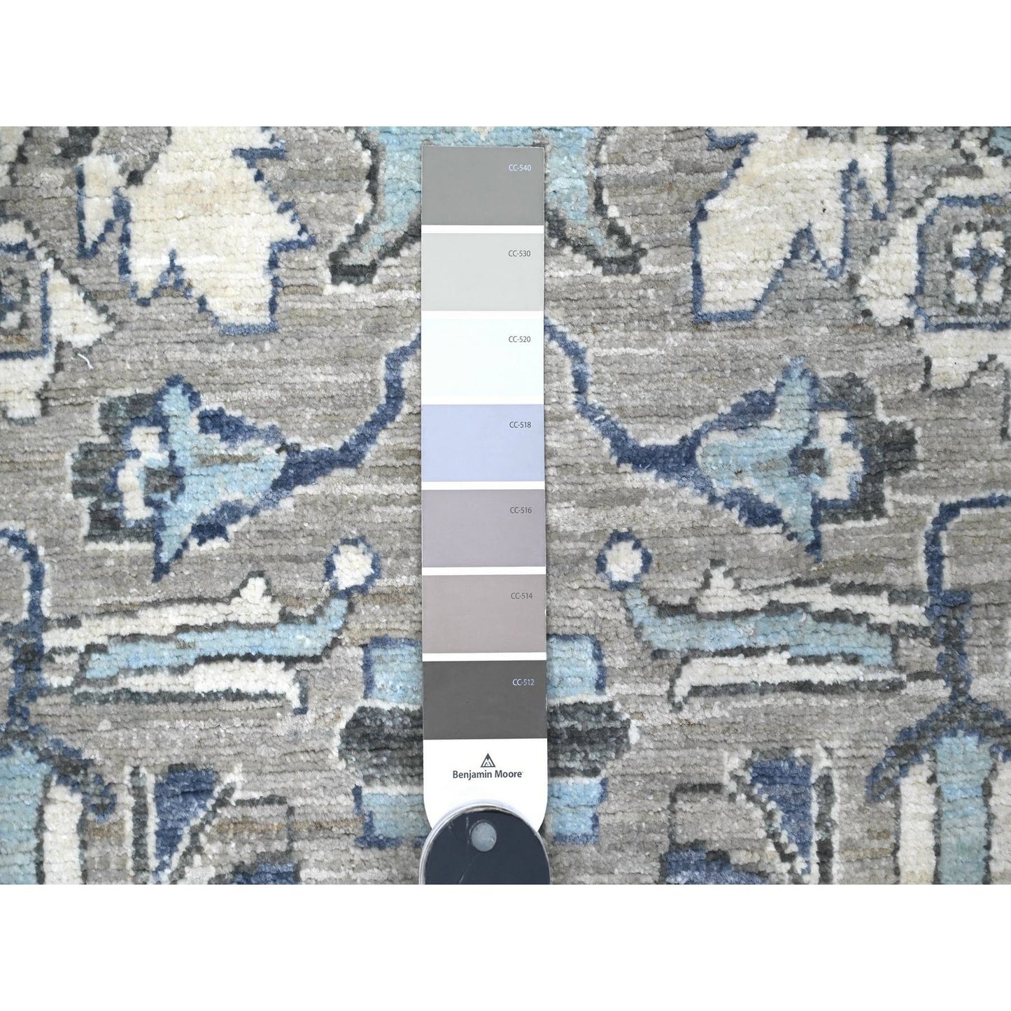 2'5"X10'8" Repose Gray Karajeh Design Hand Knotted Runner Oriental Rug