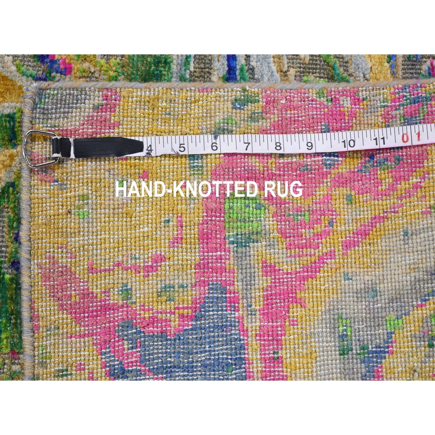 2'X3' The Lava Sari Silk With Textured Wool Hand Knotted Oriental Rug