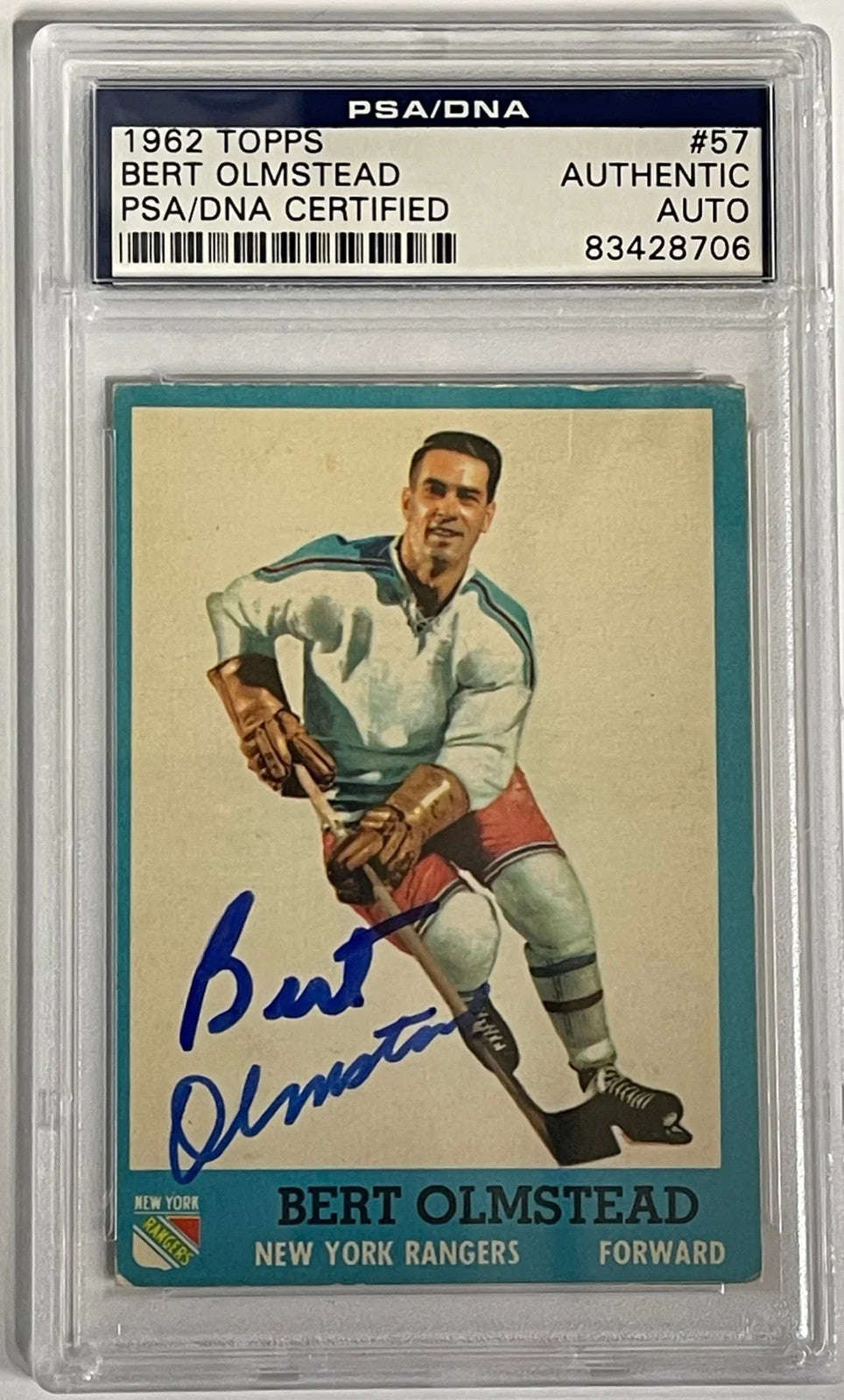 Bert Olmstead Autographed 1962-63 Topps Card #57 (Psa)