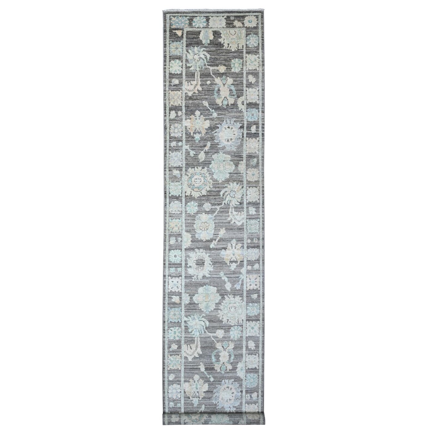 3'X15'7" Chameleon Gray Angora Oushak Oversized Runner Oriental Rug
