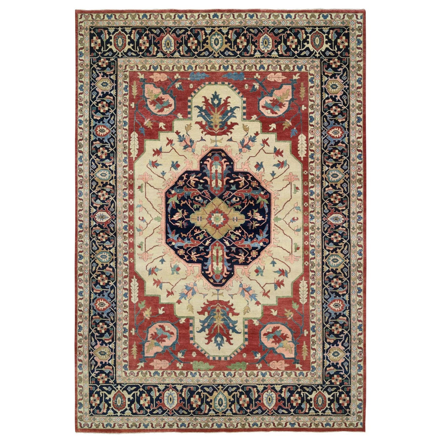 11'9"X17'10" Blue Pliable Wool Hand Knotted Heris Revival Oversized Rug