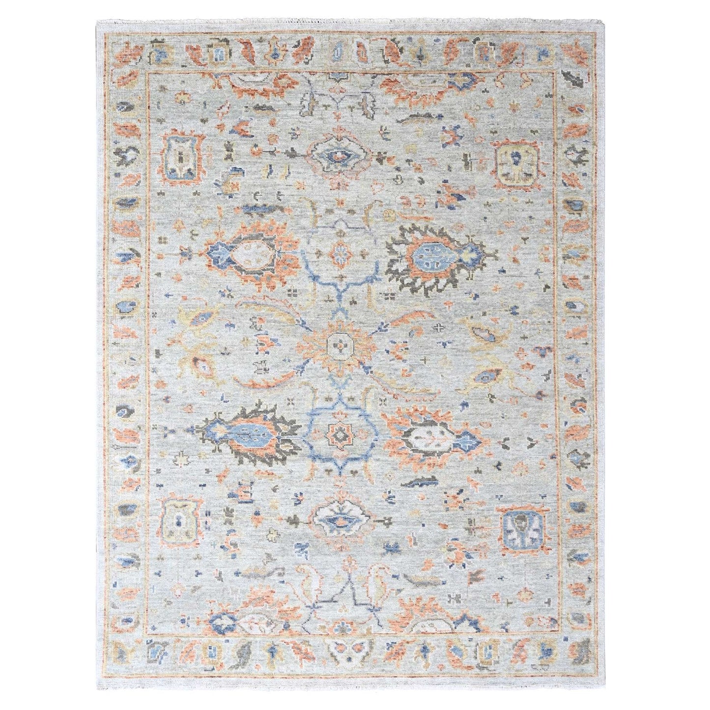 8'10"X11'10" Gray Supple Collection Oushak Design Hand Knotted Wool Rug