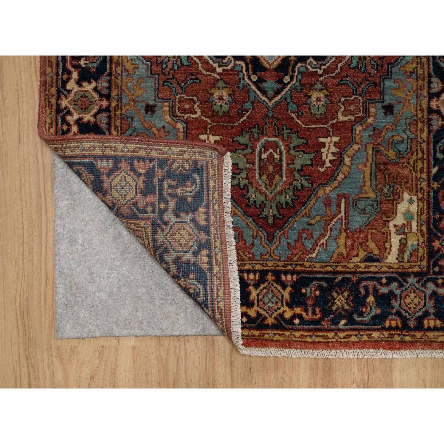 2'7"X10' Red Antiqued Fine Heris Re-Creation Hand Knotted Wool Runner Rug