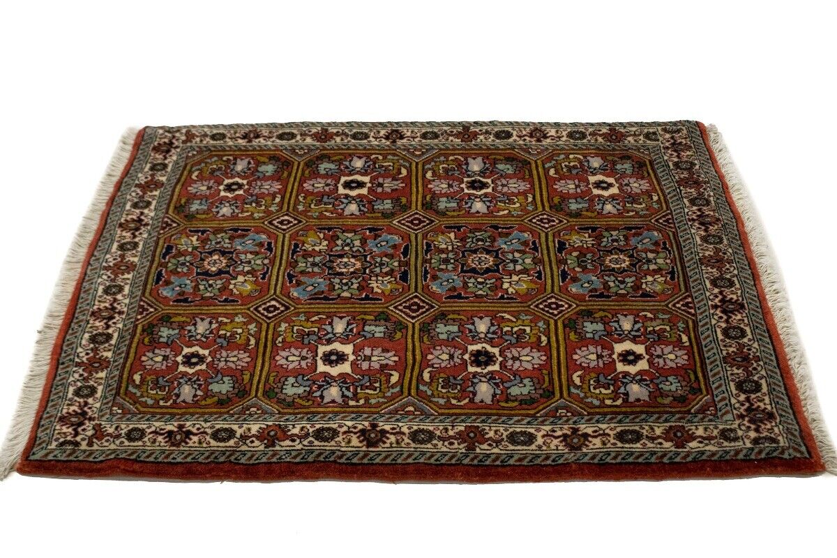 Rare Plush Burnt Orange Floral Wool Area Rug