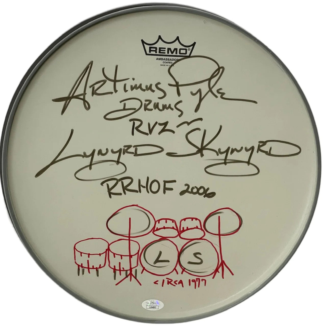 Artimus Pyle Autographed Rr Hof 2006 14' Drum Head (Jsa)
