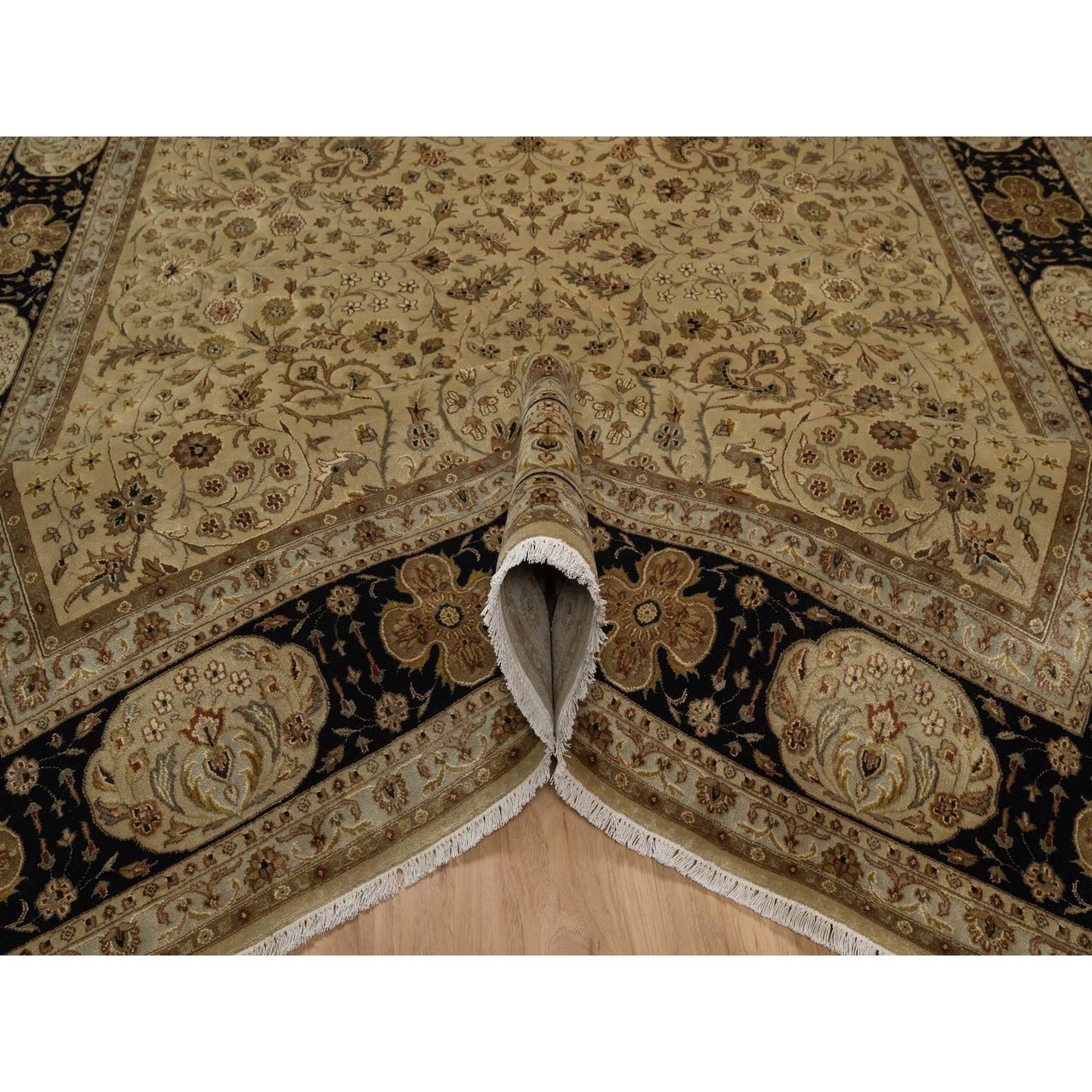 8'X10' Brown Kishoon Design New Zealand Wool With Silk Hand Knotted Rug