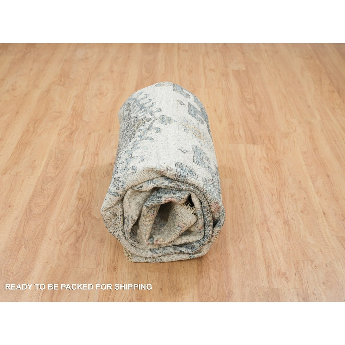 9'X12' Ivory Hand Knotted Wool Reimagined Viss Design Oriental Rug