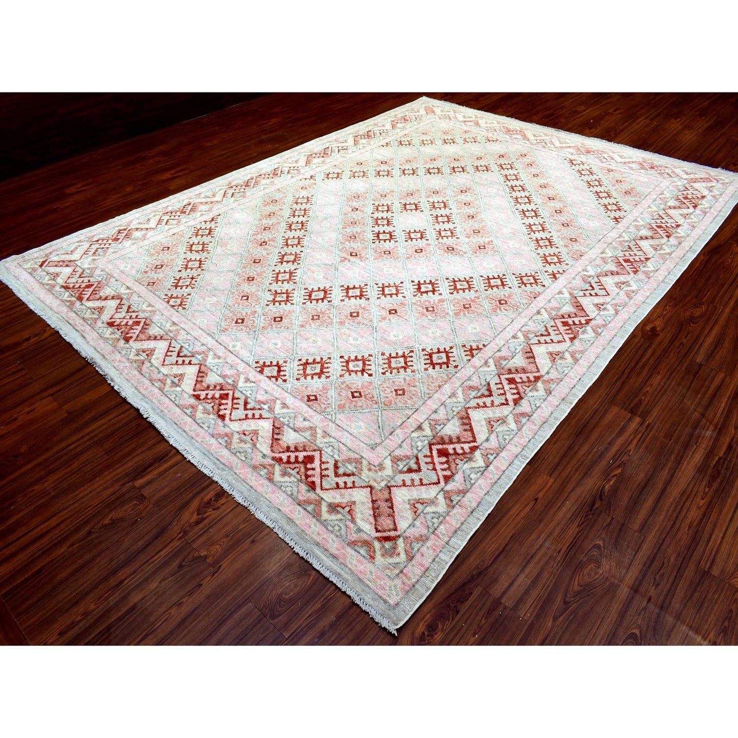 9'X12' Red Anatolian Village Inspired Style Soft Wool Hand Knotted Rug