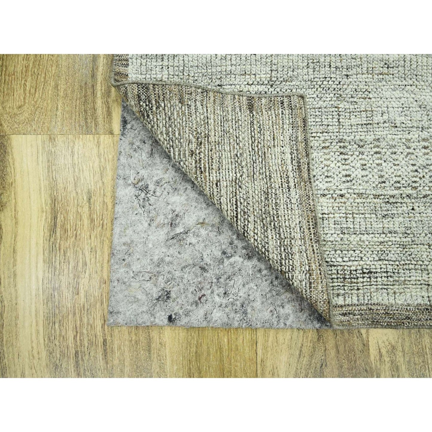 2'7"X7'10" Brown 100% Wool Rug Hand Knotted Oxidized Grass Design Runner