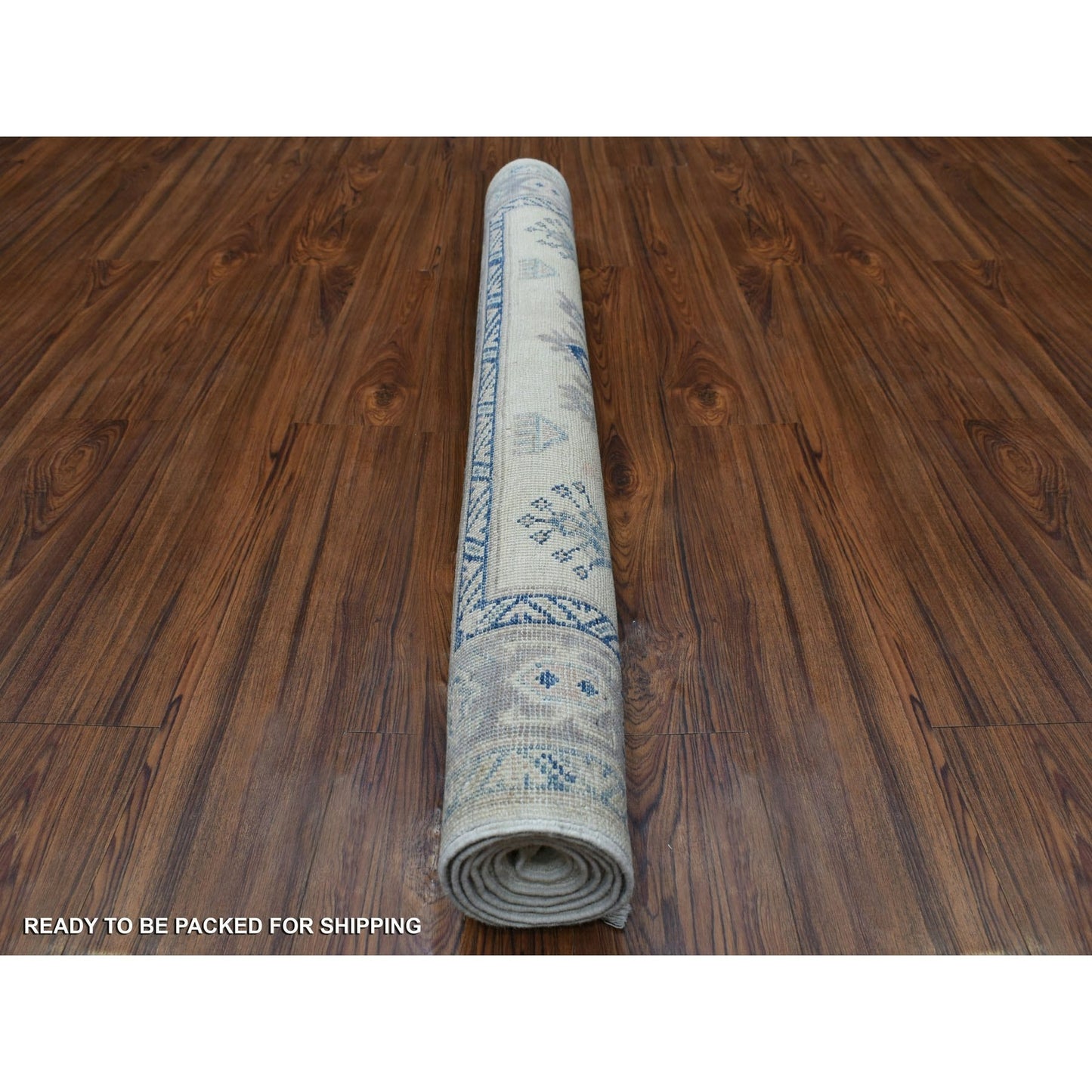 3'9"X5'9" Ivory Vintage Look Kazak Organic Wool Hand Knotted Rug