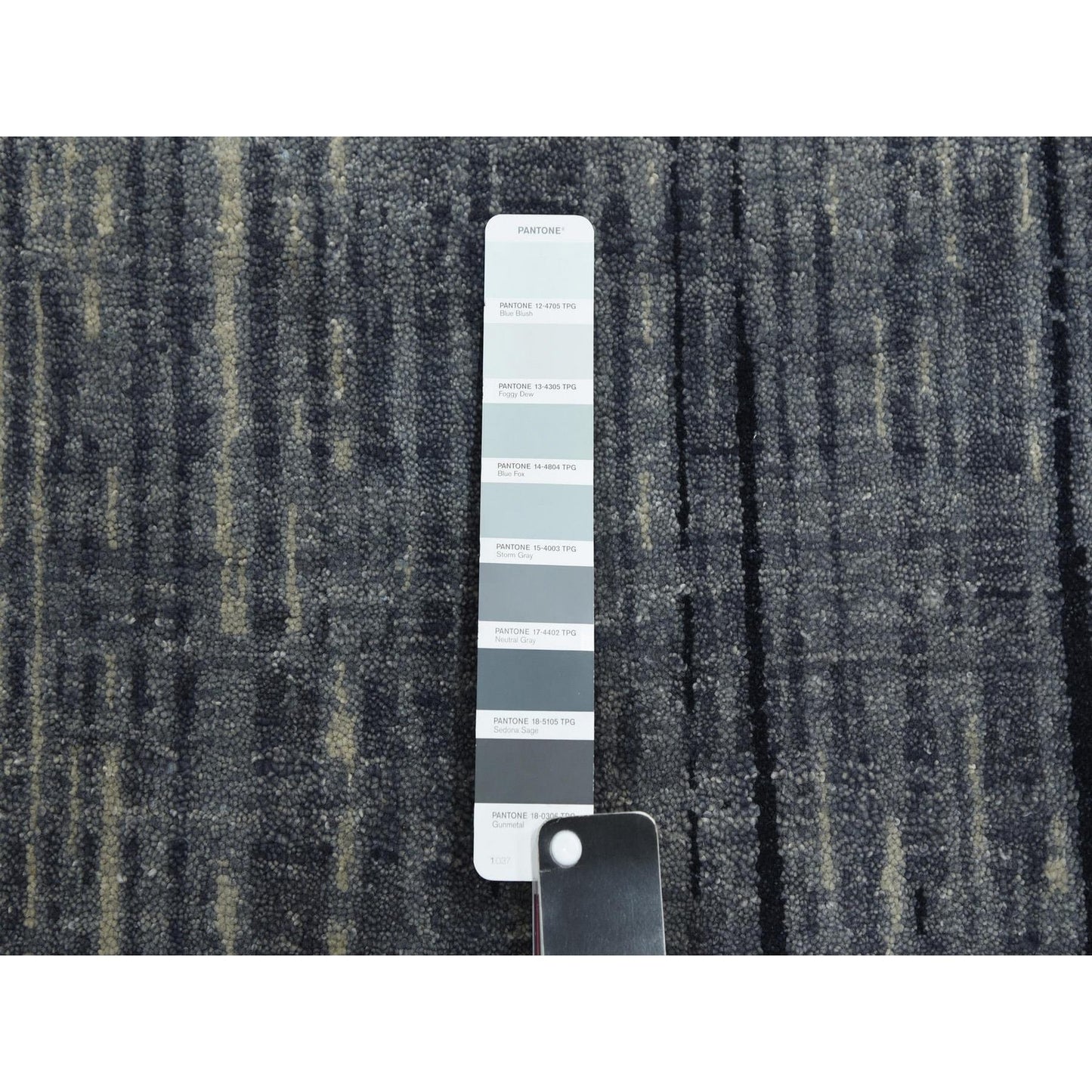 10'1"X14'2" Gray Pure Wool Hand Knotted Modern Ombre Design Rug