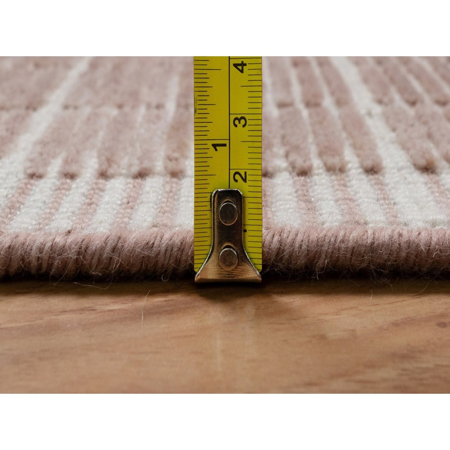 10'1"X14' Rose Pink Modern Plain Decor Box Design Loomed Knotted Wool Rug