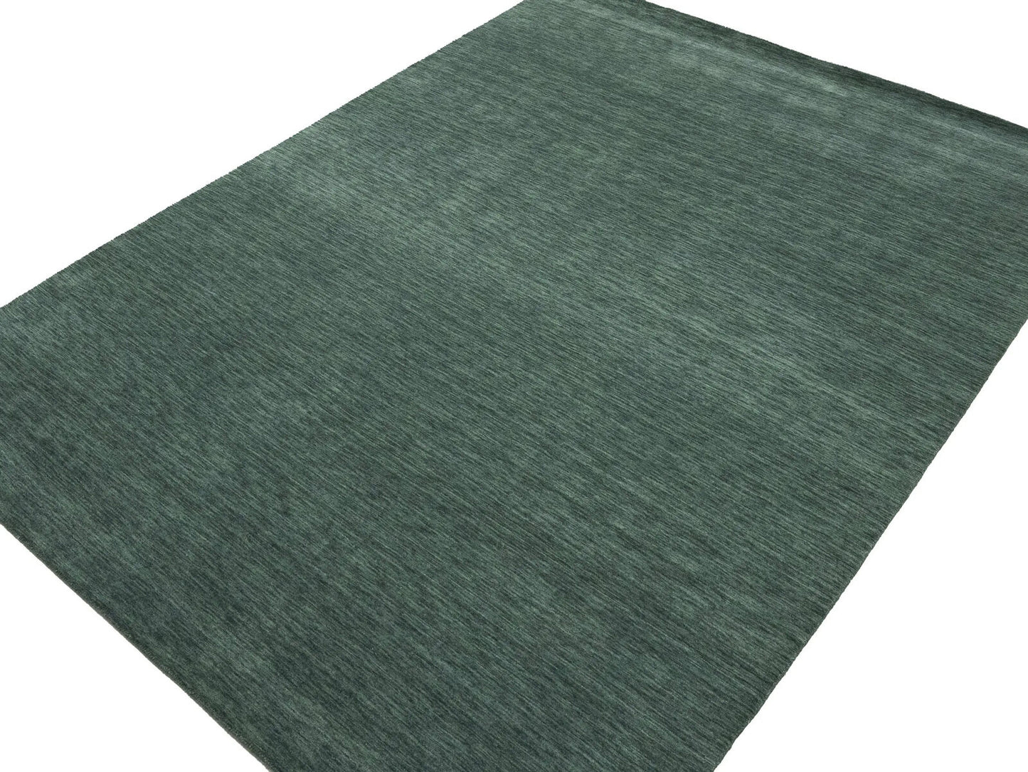 Solid Dark Green Hand-Loomed 9X12 Gabbeh Wool Rug