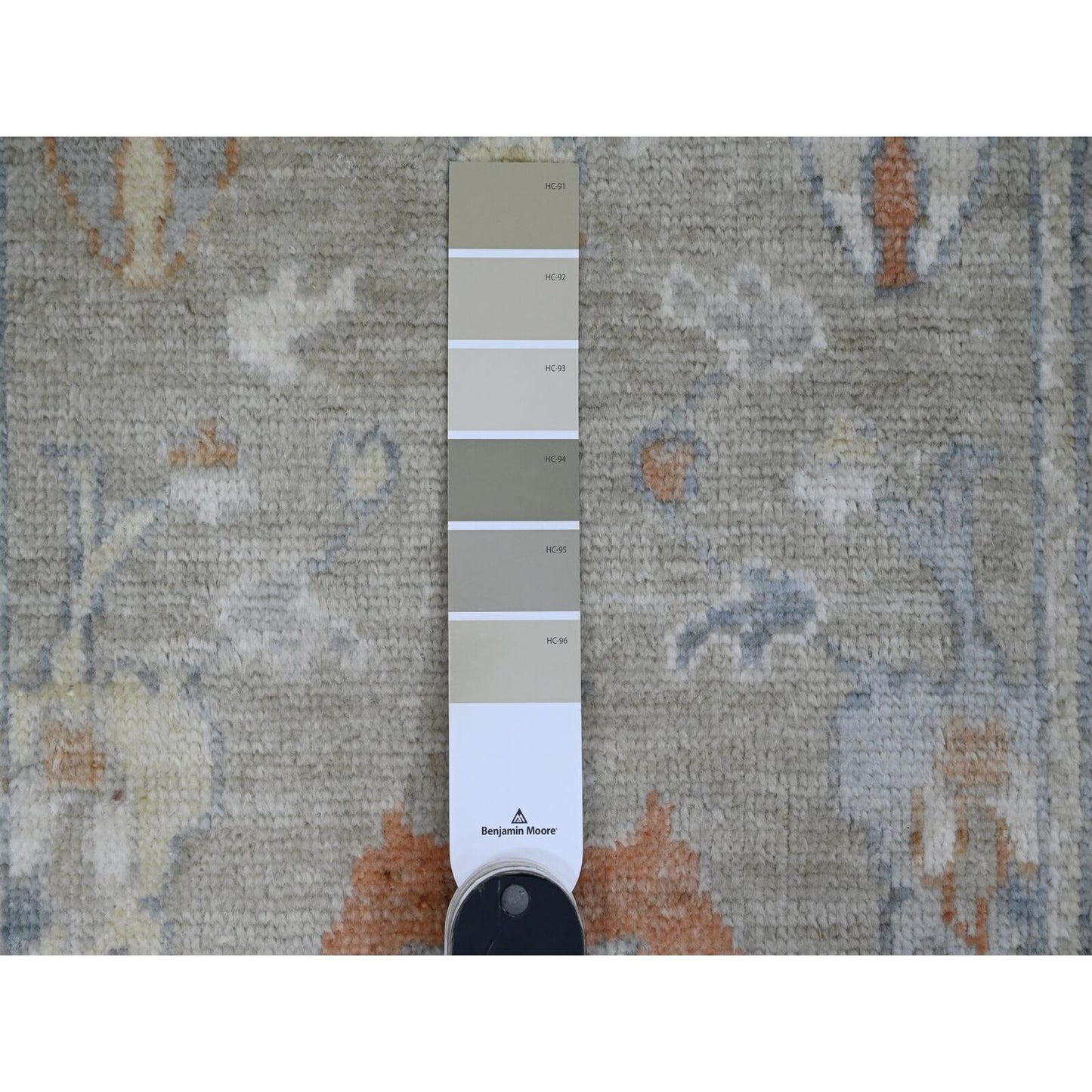 2'8"X11'8" Gray Angora Oushak Leaf Design Hand Knotted Wool Runner Rug