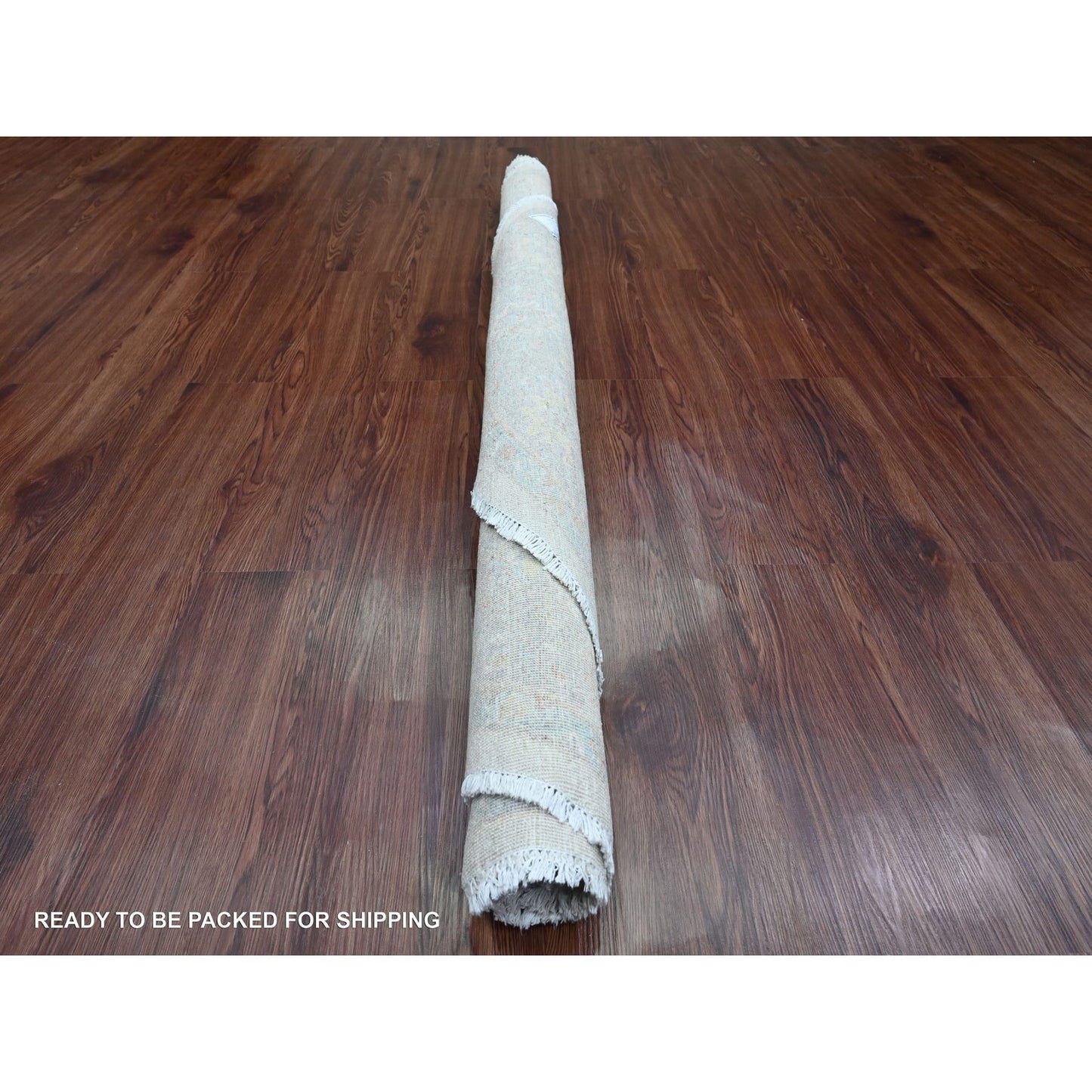 5'9"X5'9" Ivory Heris All Over Design Pure Wool Hand Knotted Round Rug