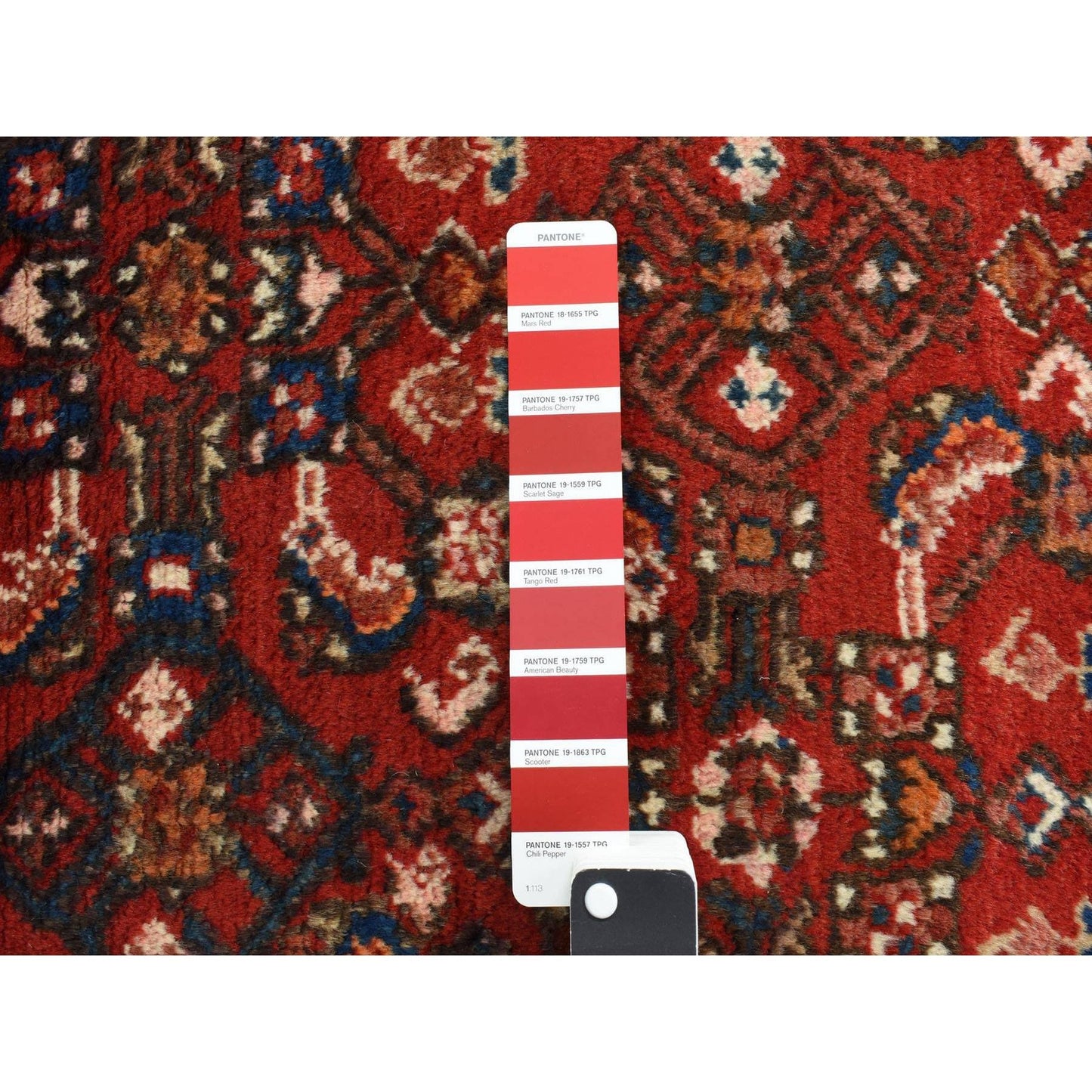 3'7"X10'2" Red Semi Antique Zoroastrian Wool Hand Knotted Wide Runner Rug