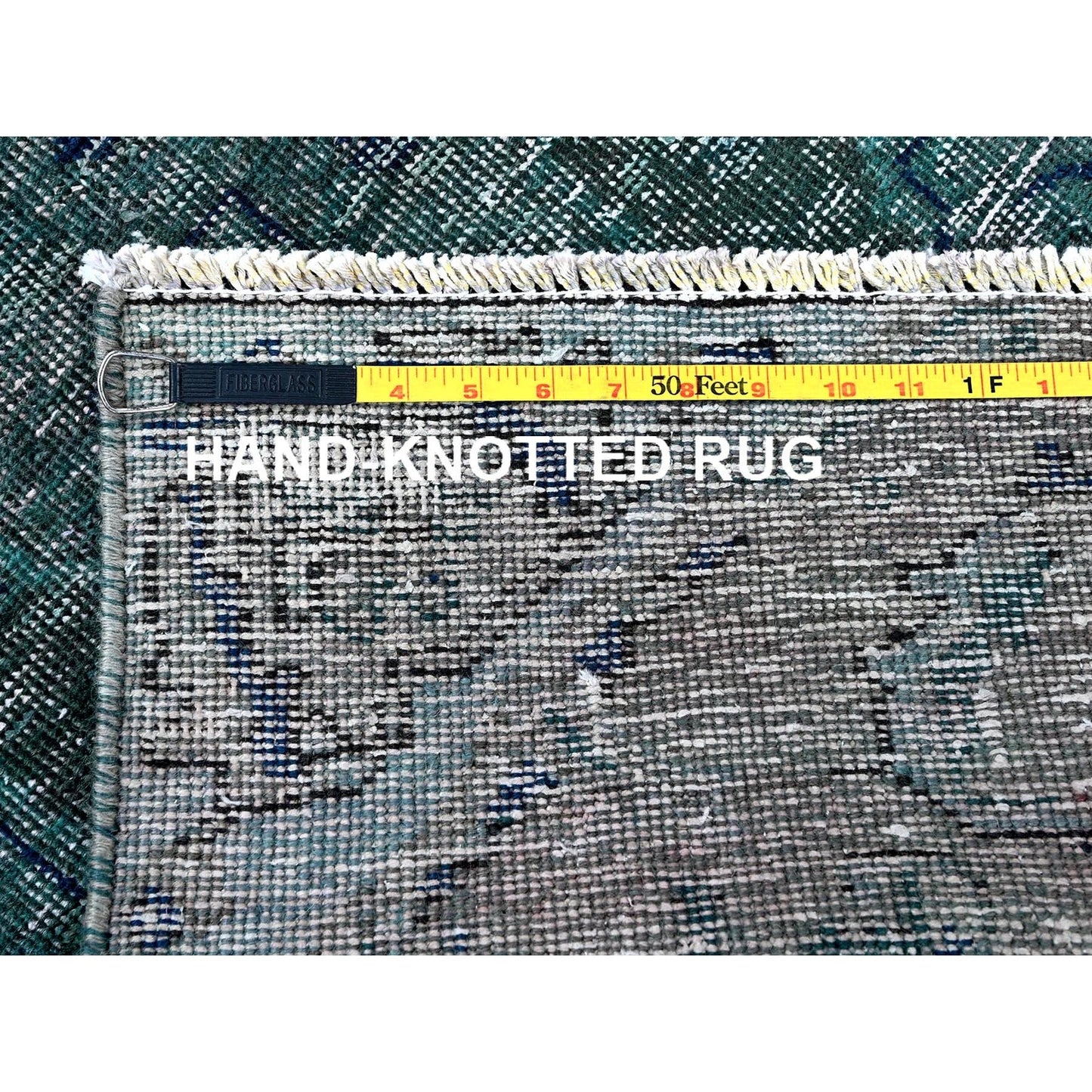 2'6"X9'8" Overdyed Green Vintage Zoroastrian Hand Knotted Wool Runner Rug