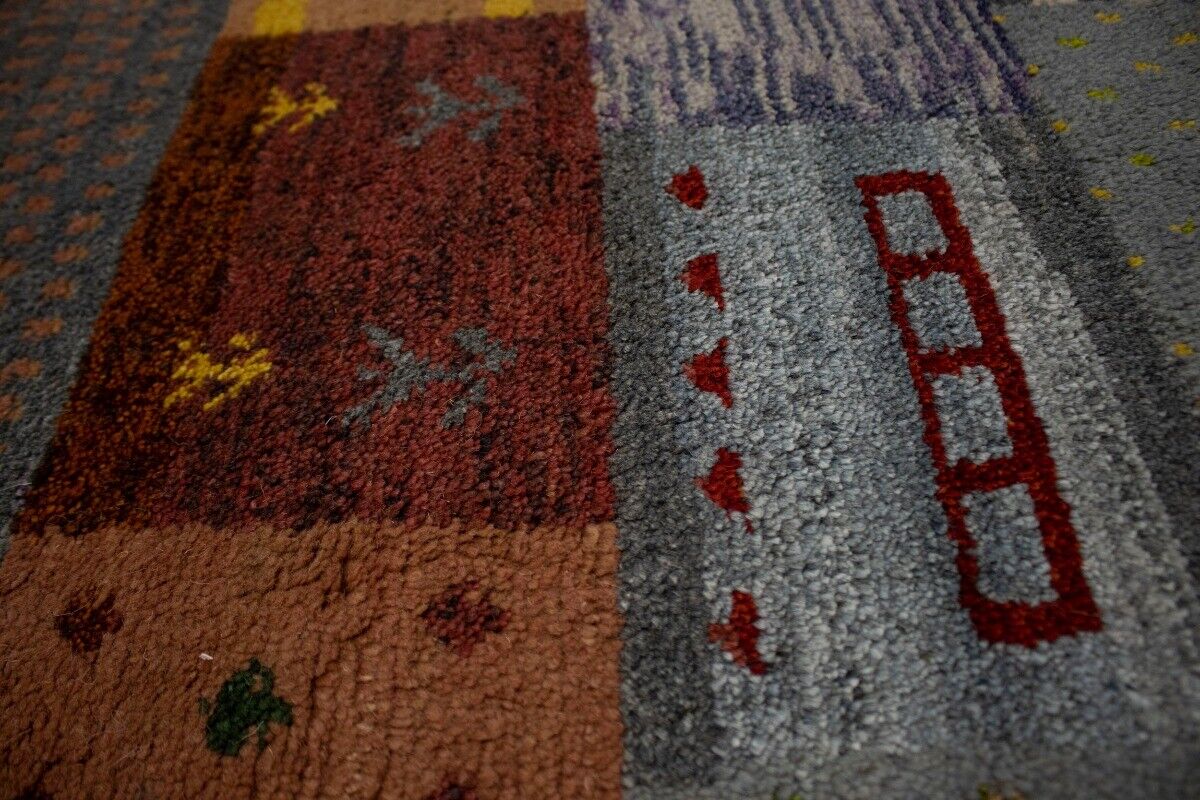 Handmade Tribal Checker Design Indo-Gabbeh Rug