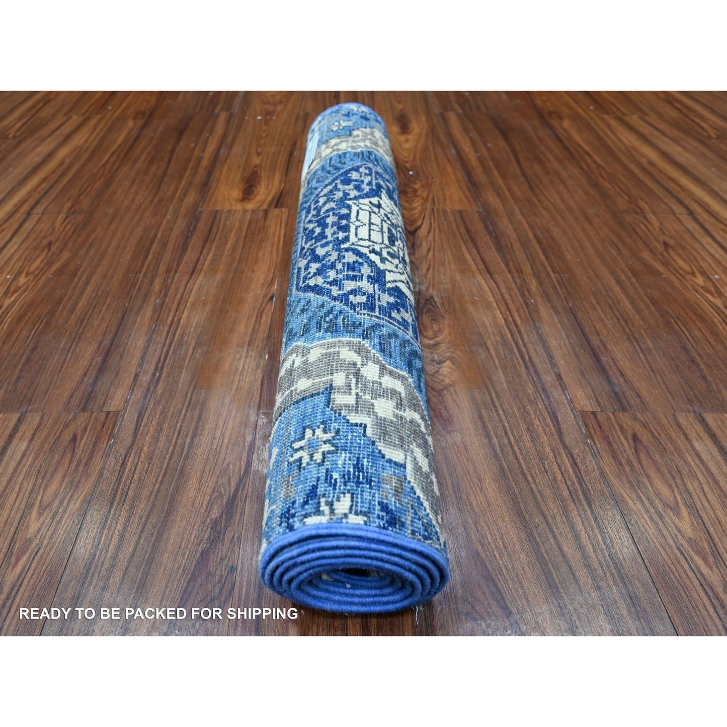 2'6"X6'8" Blue Fine Aryana Soft Wool Hand Knotted Oriental Rug