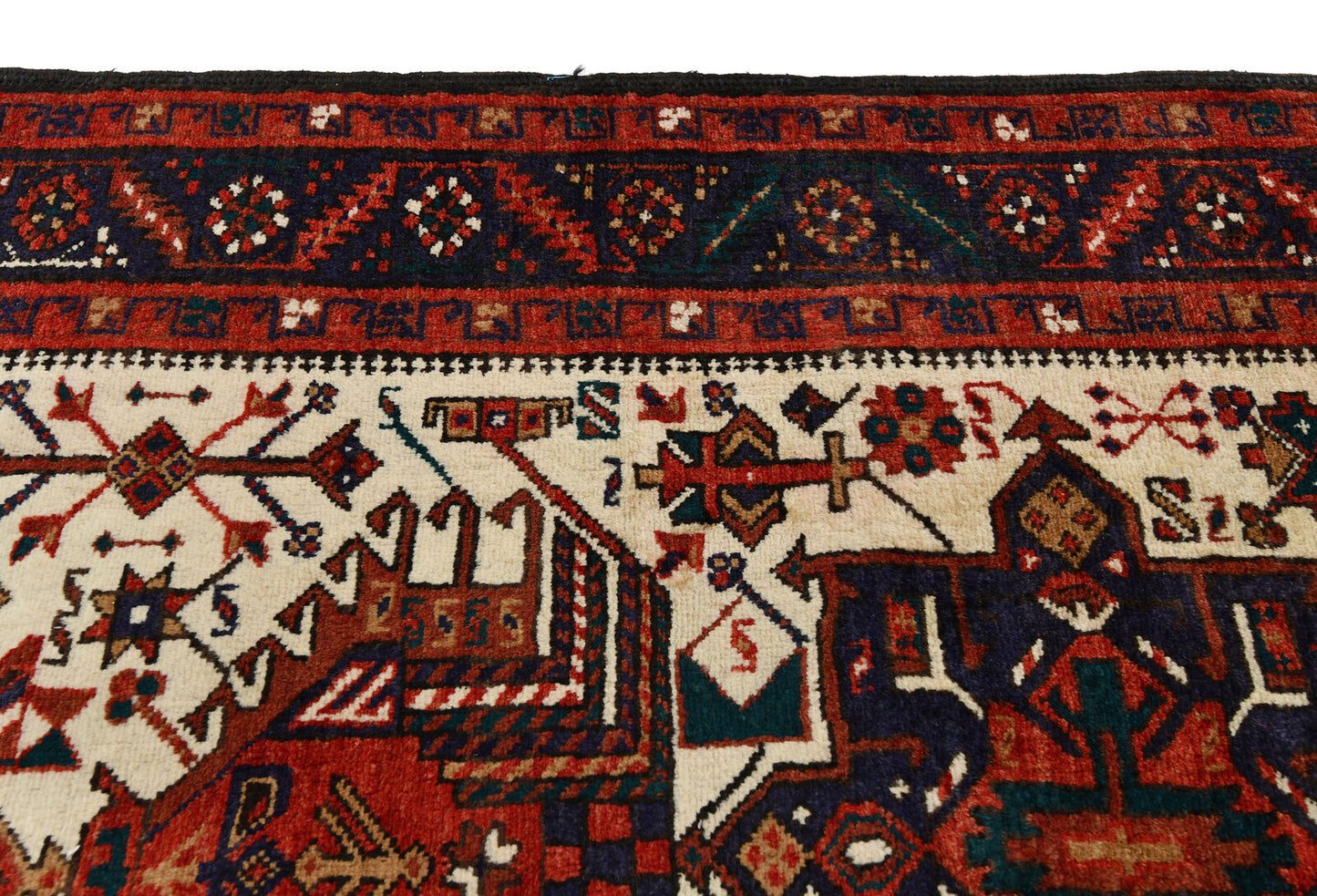 Vintage Hand-Knotted Tribal Runner Rug Wool