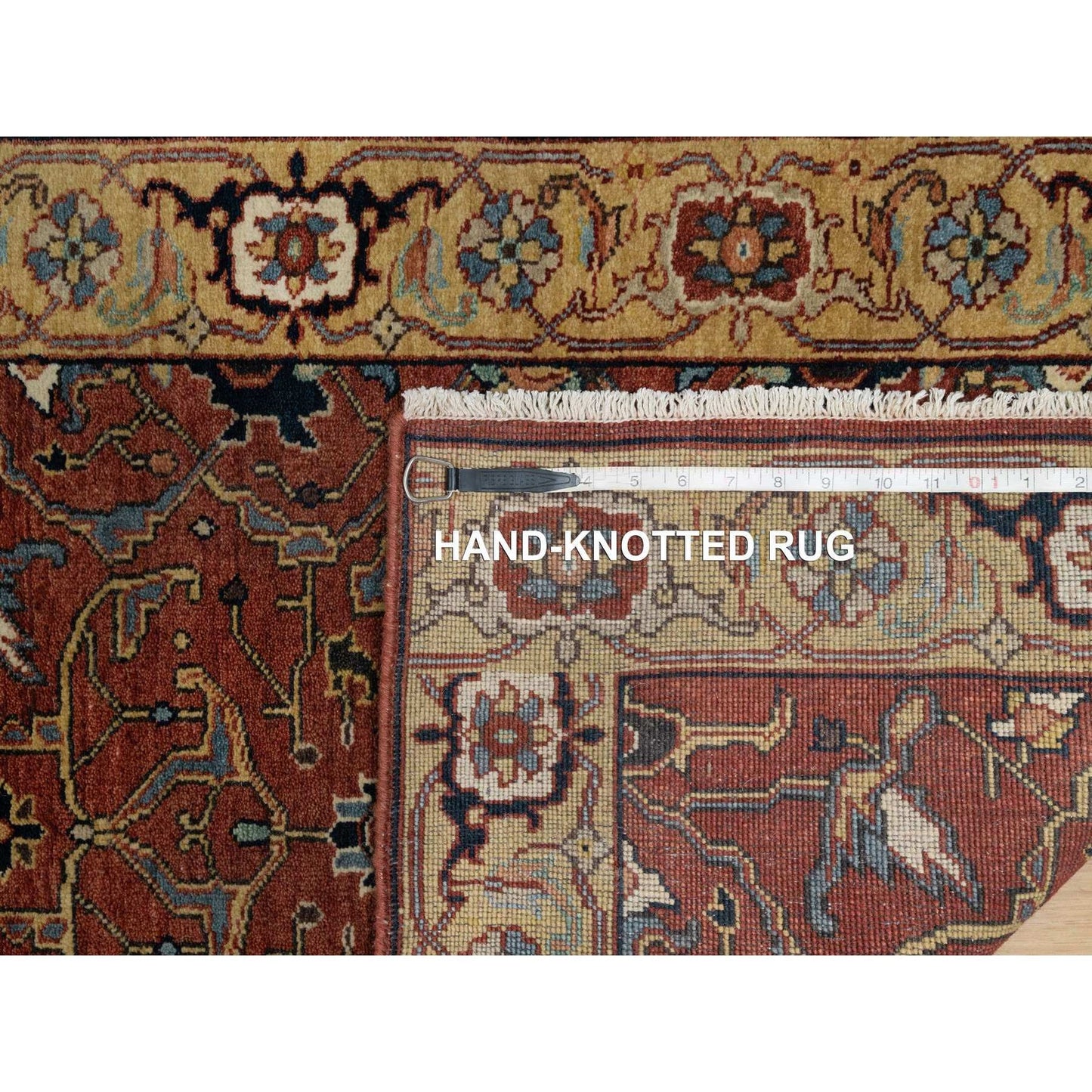 2'6"X6'1" Red Antiqued Fine Heris Recreation Hand Knotted Wool Runner Rug
