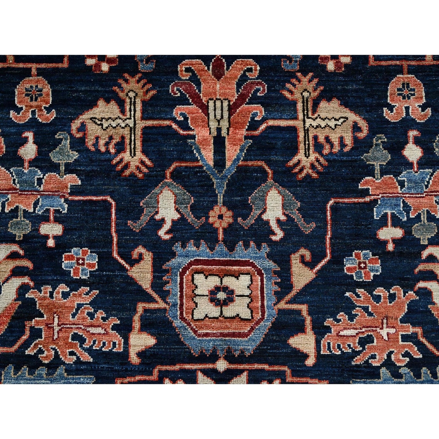 9'2"X11'10" Yale Blue Northwest Zoroastrian Design Wool Hand Knotted Rug
