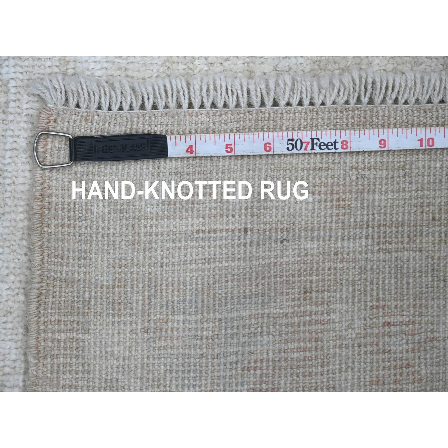 5'X7' Lace White Hand Knotted Afghan Angora Oushak Pure Wool Rug