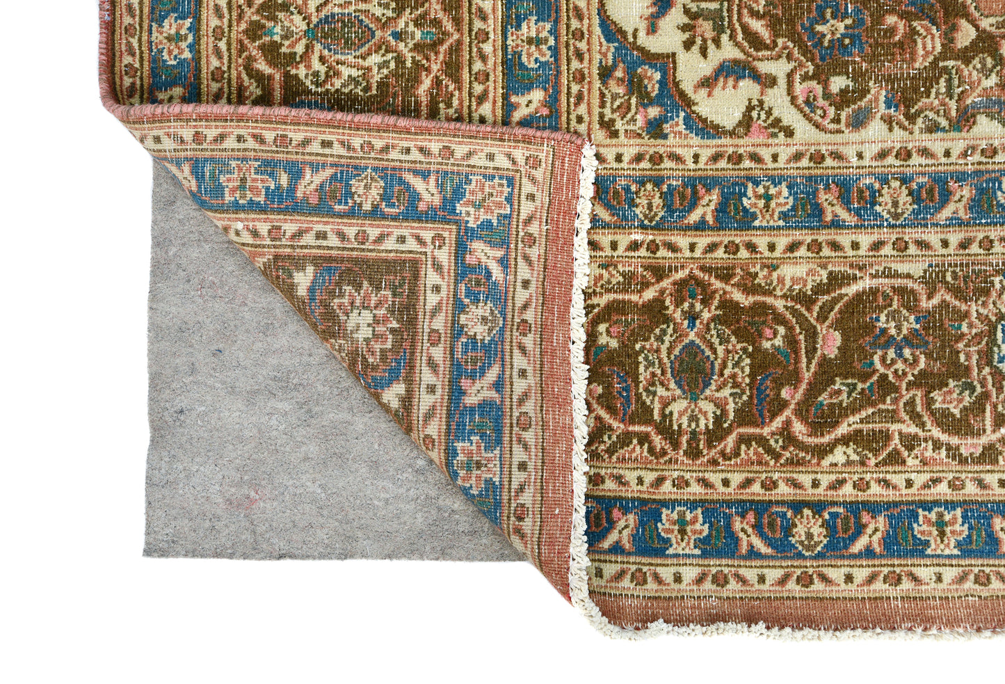 Distressed Vintage Wool Oriental Rug Muted Brown