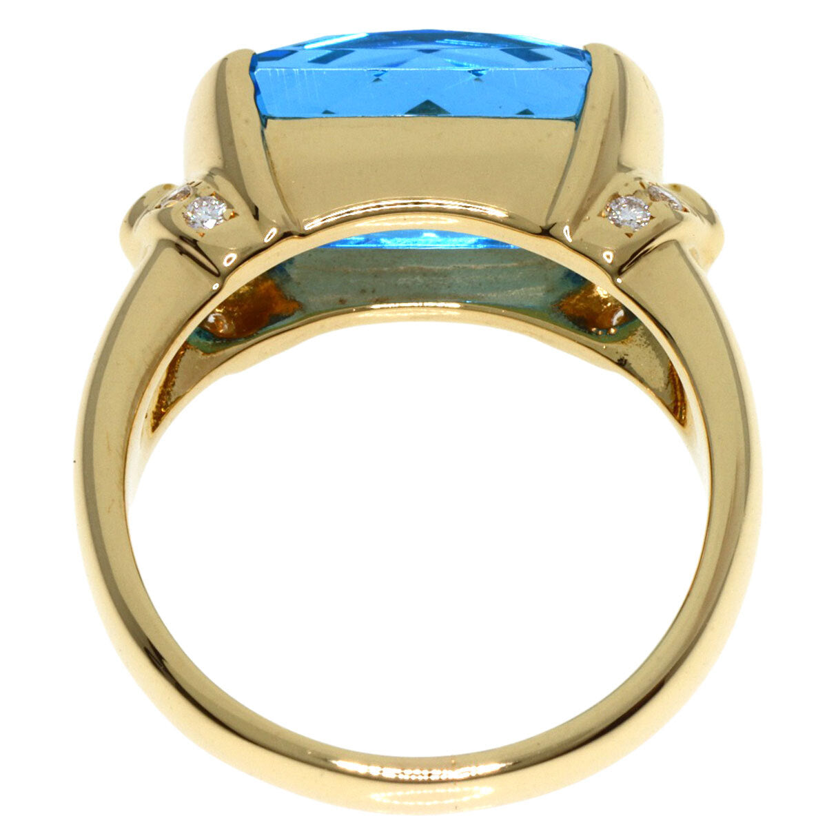 TASAKI Ring Blue Topaz Diamond K18 Yellow Gold