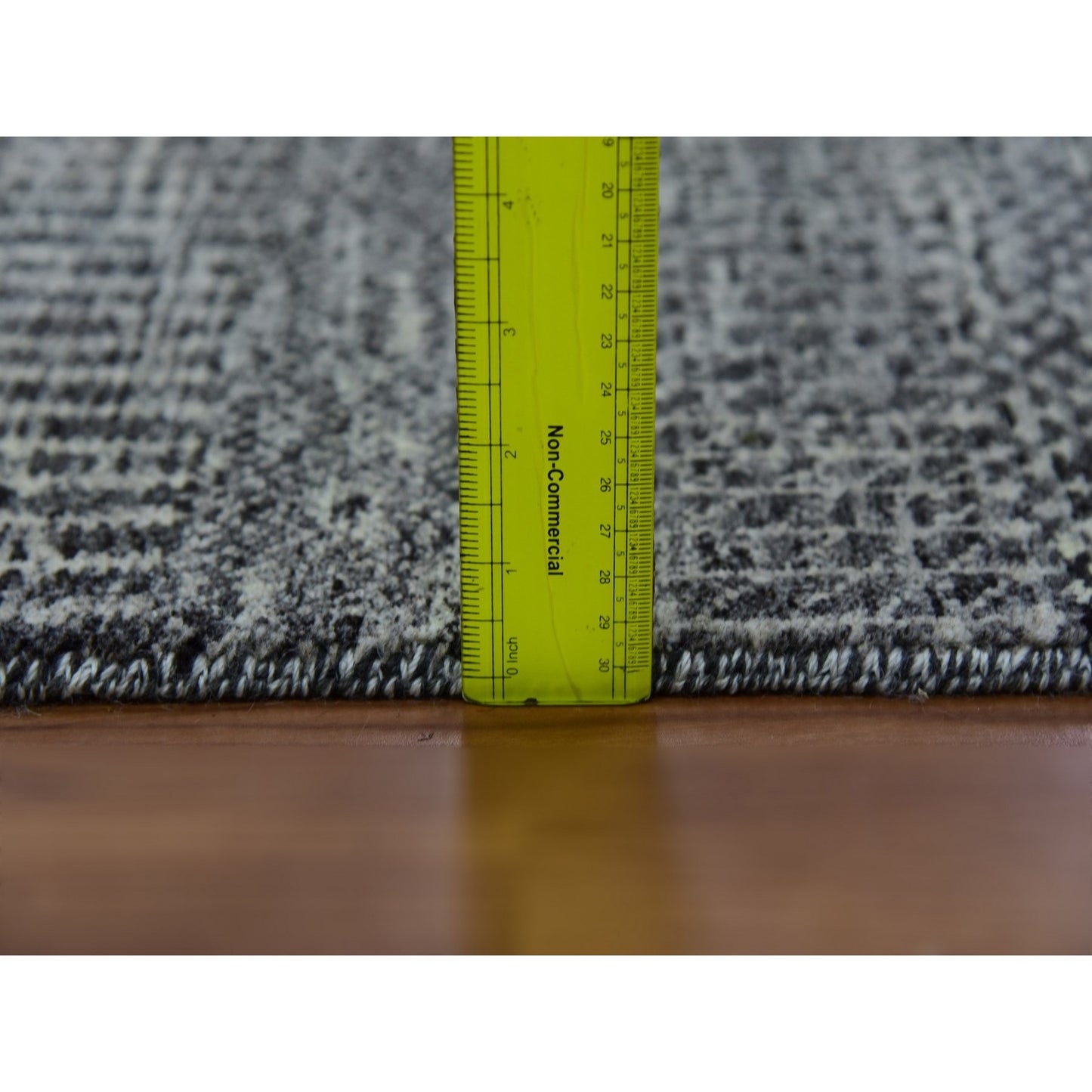 2'5"X32'3" Gray Hand Knotted Undyed Wool Grass Design Xl Runner Rug