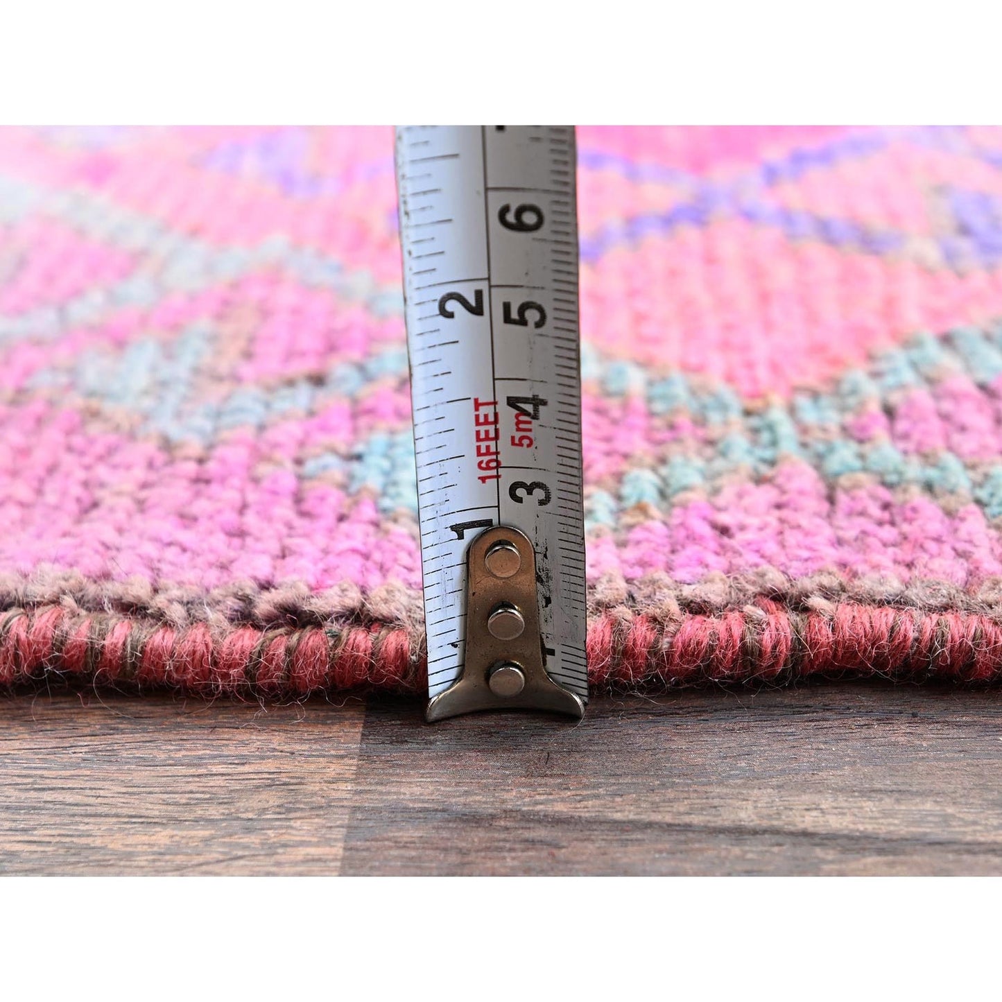 3'3"X9'7" Pink Overdyed Vintage Zoroastrian Hand Knotted Wool Runner
