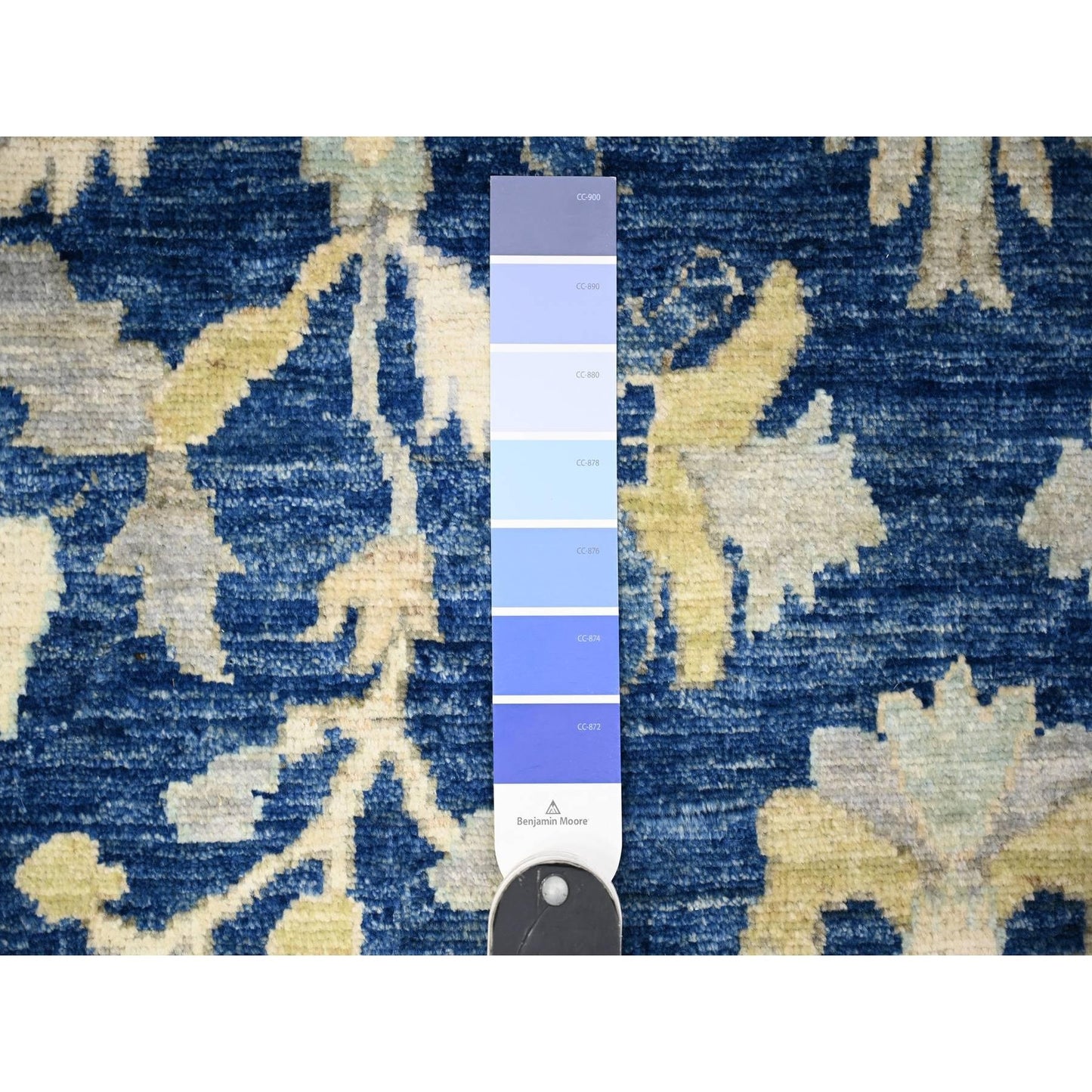 10'2"X13'8" Blue Fine Peshawar With Heris Hand Knotted Natural Wool Rug