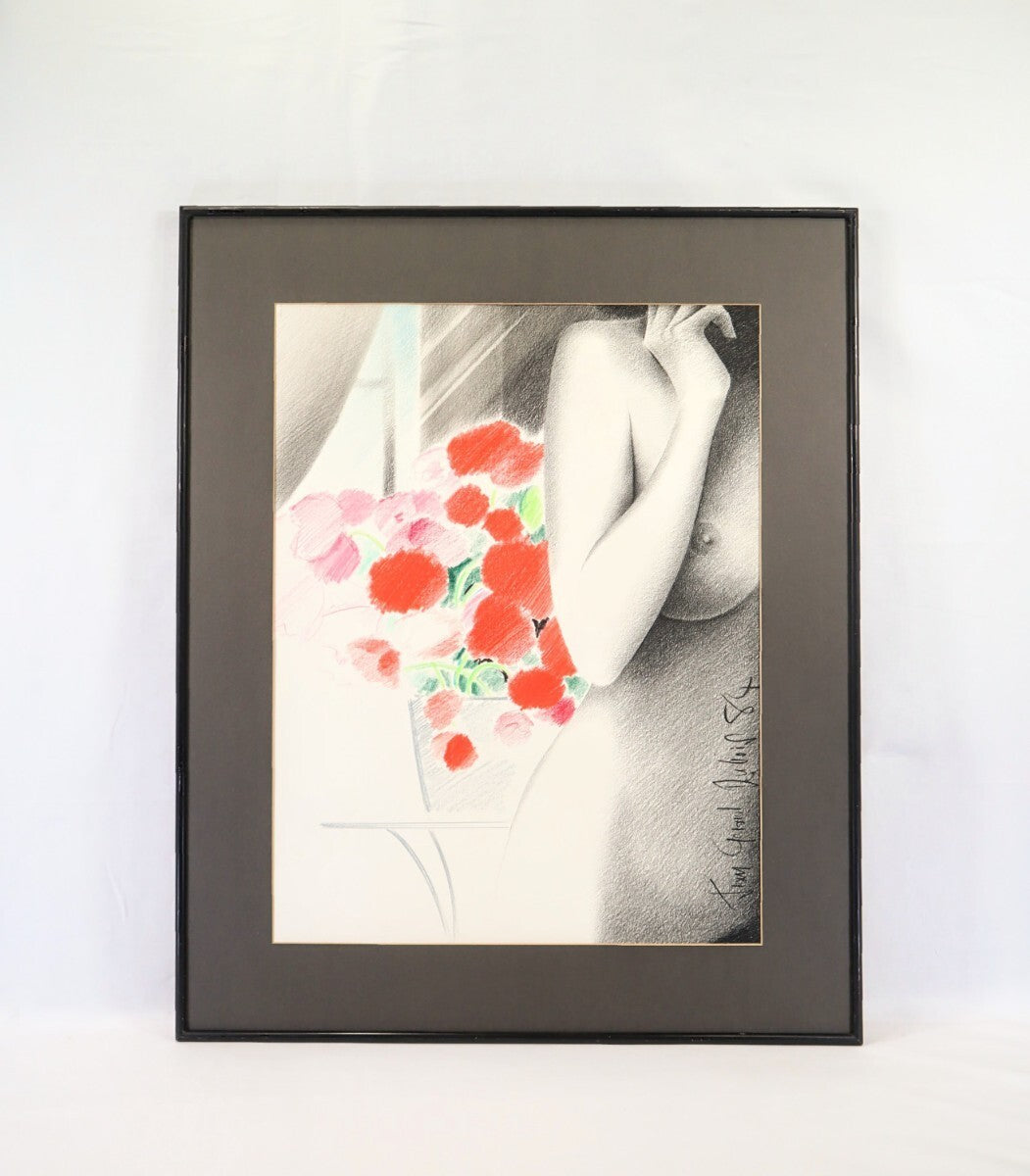 Jean Grard Dubois "Matinale" 1984 Original Color Pencil Drawing 50X65Cm Signed