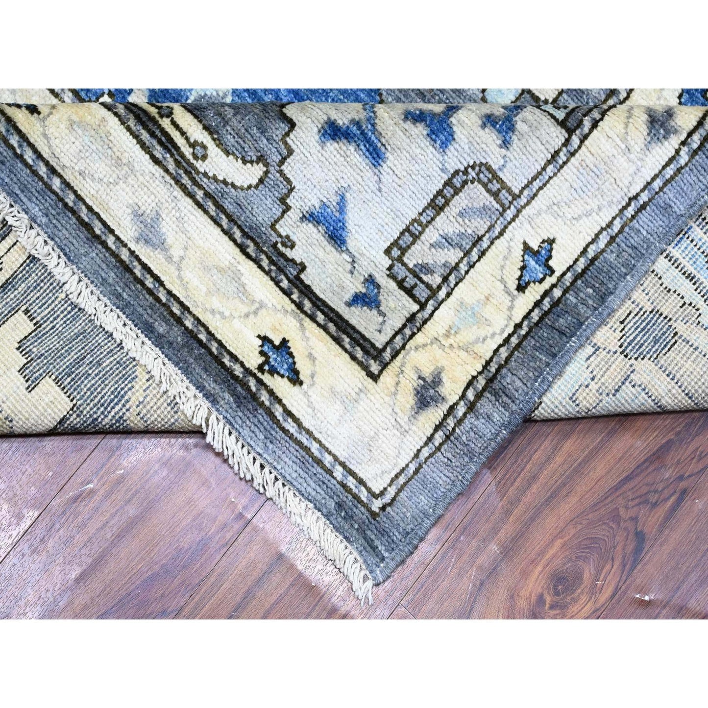 10'X14' Gray Afghan Angora Oushak Hand Knotted Pure Wool Oriental Rug